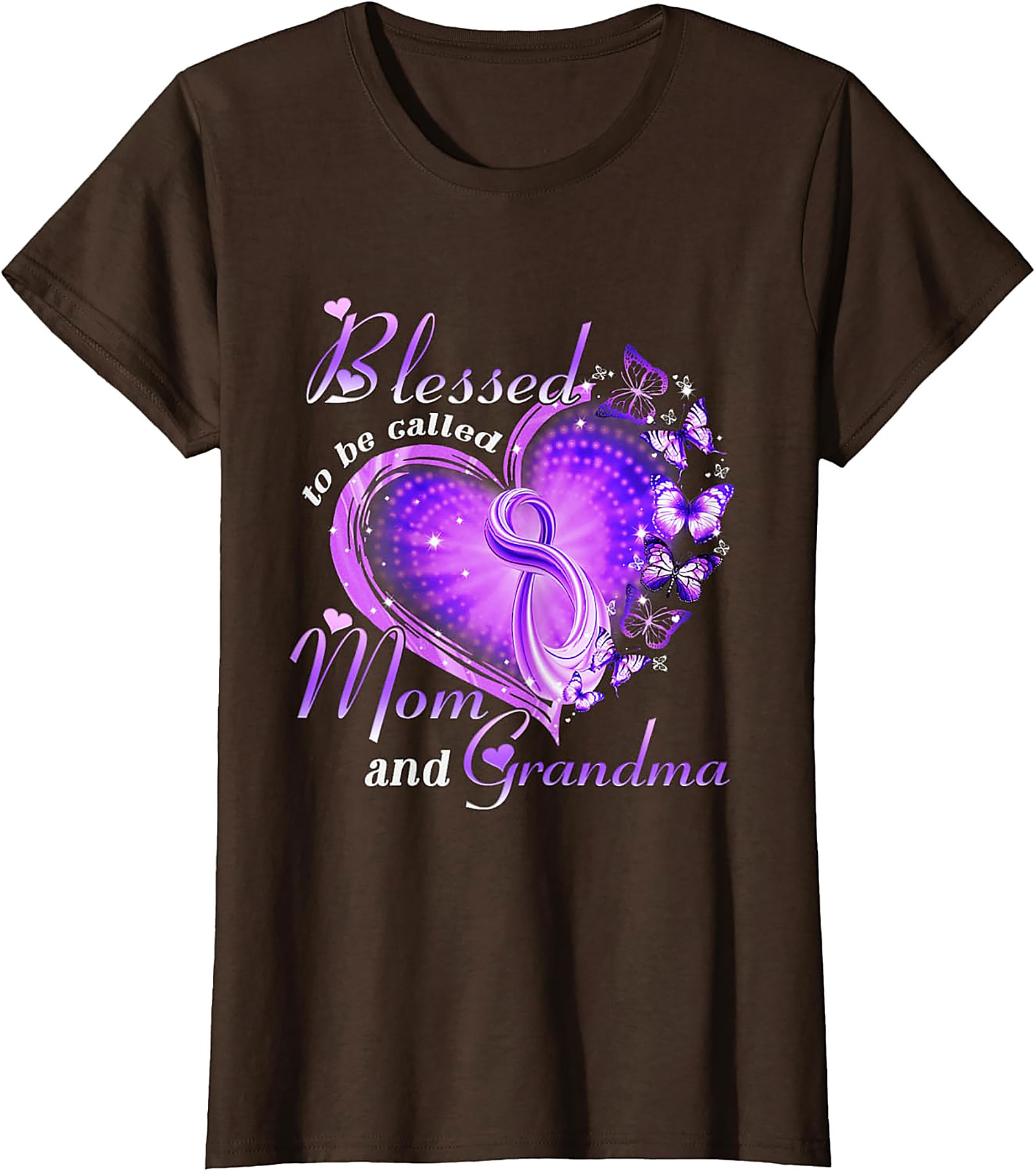 Blessed Mom and Grandma T-shirt | Purple Butterfly Heart Tee