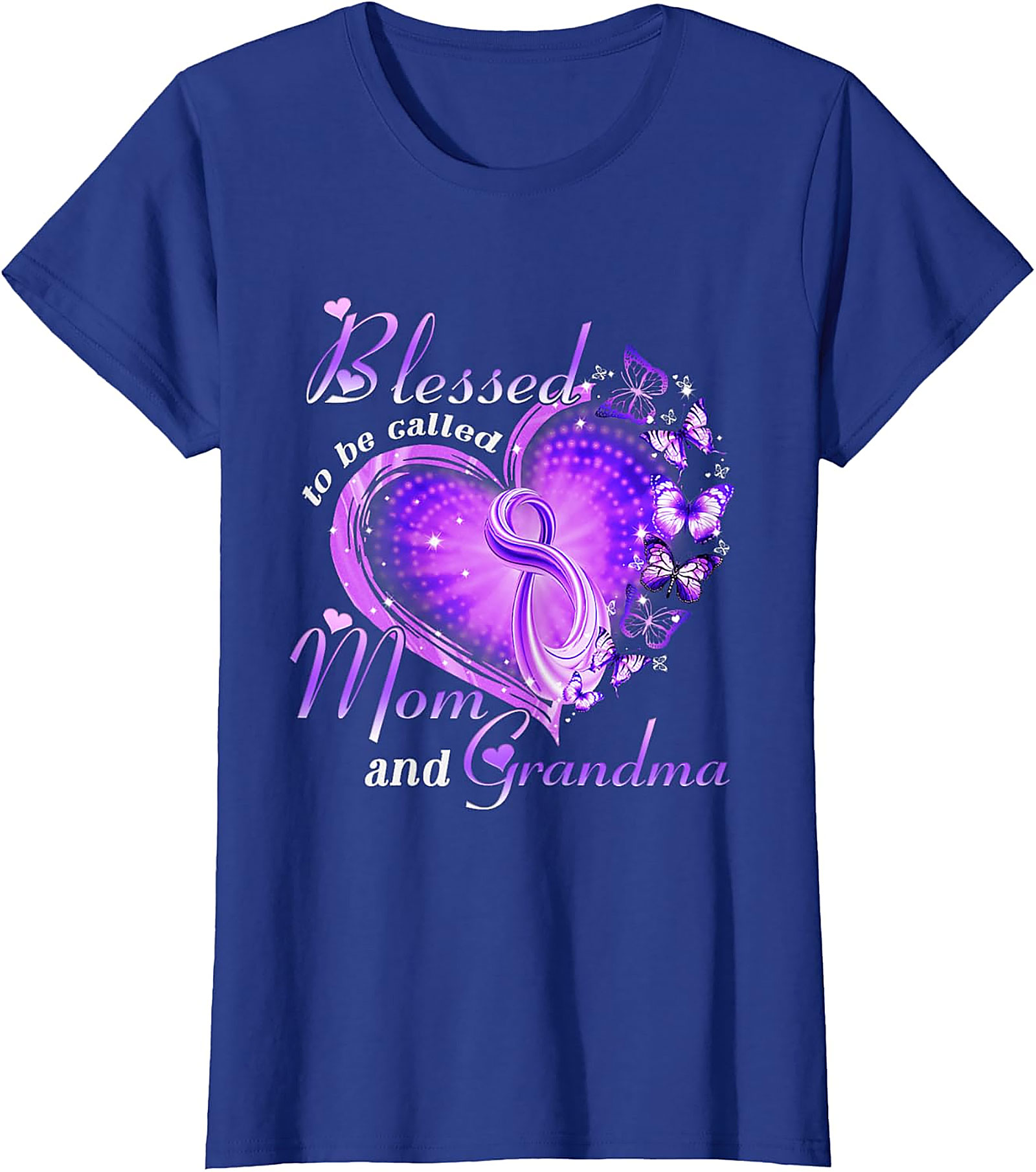 Blessed Mom and Grandma T-shirt | Purple Butterfly Heart Tee
