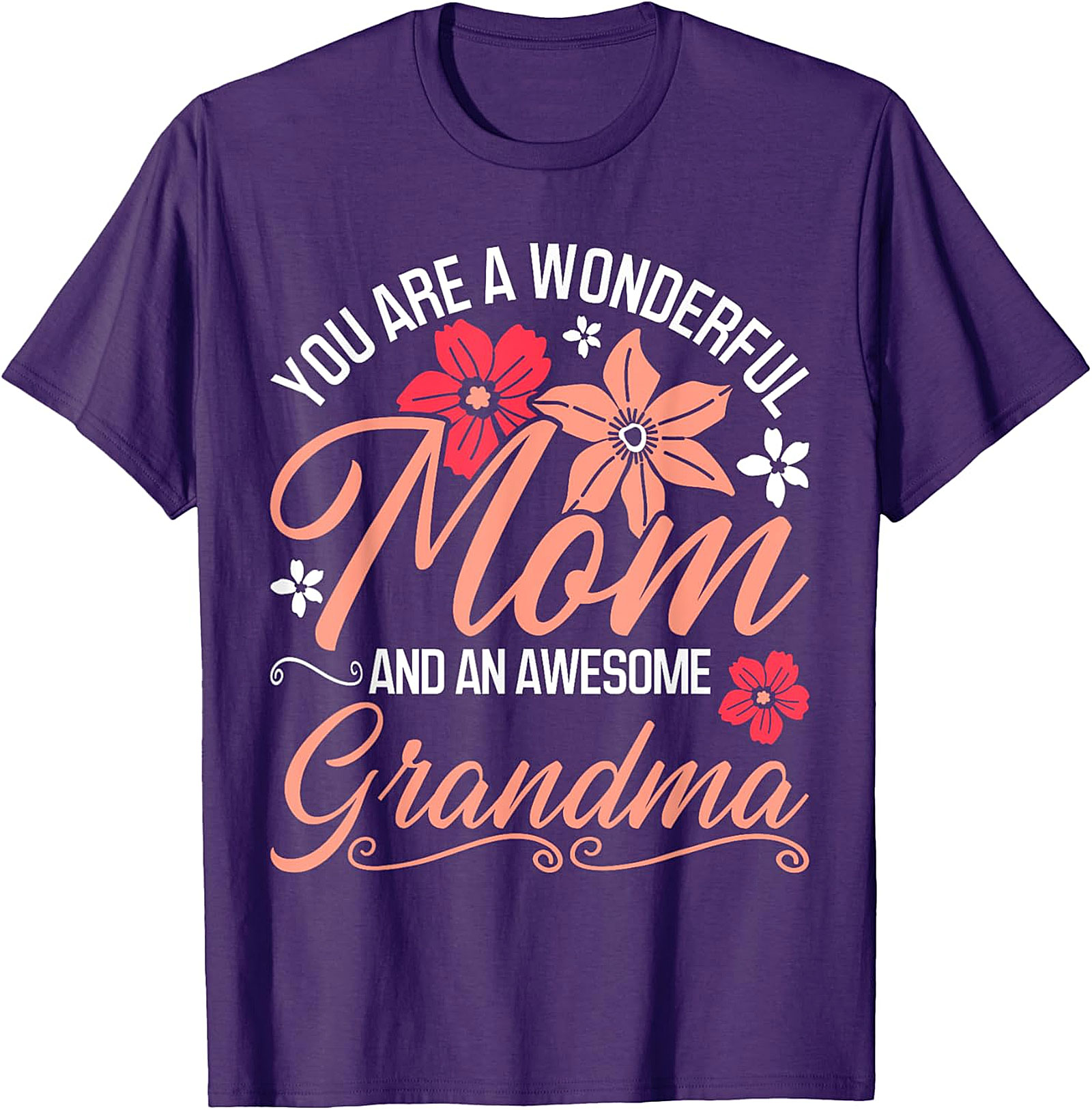 Wonderful Mom Awesome Grandma T-shirt | Floral Gift Tee