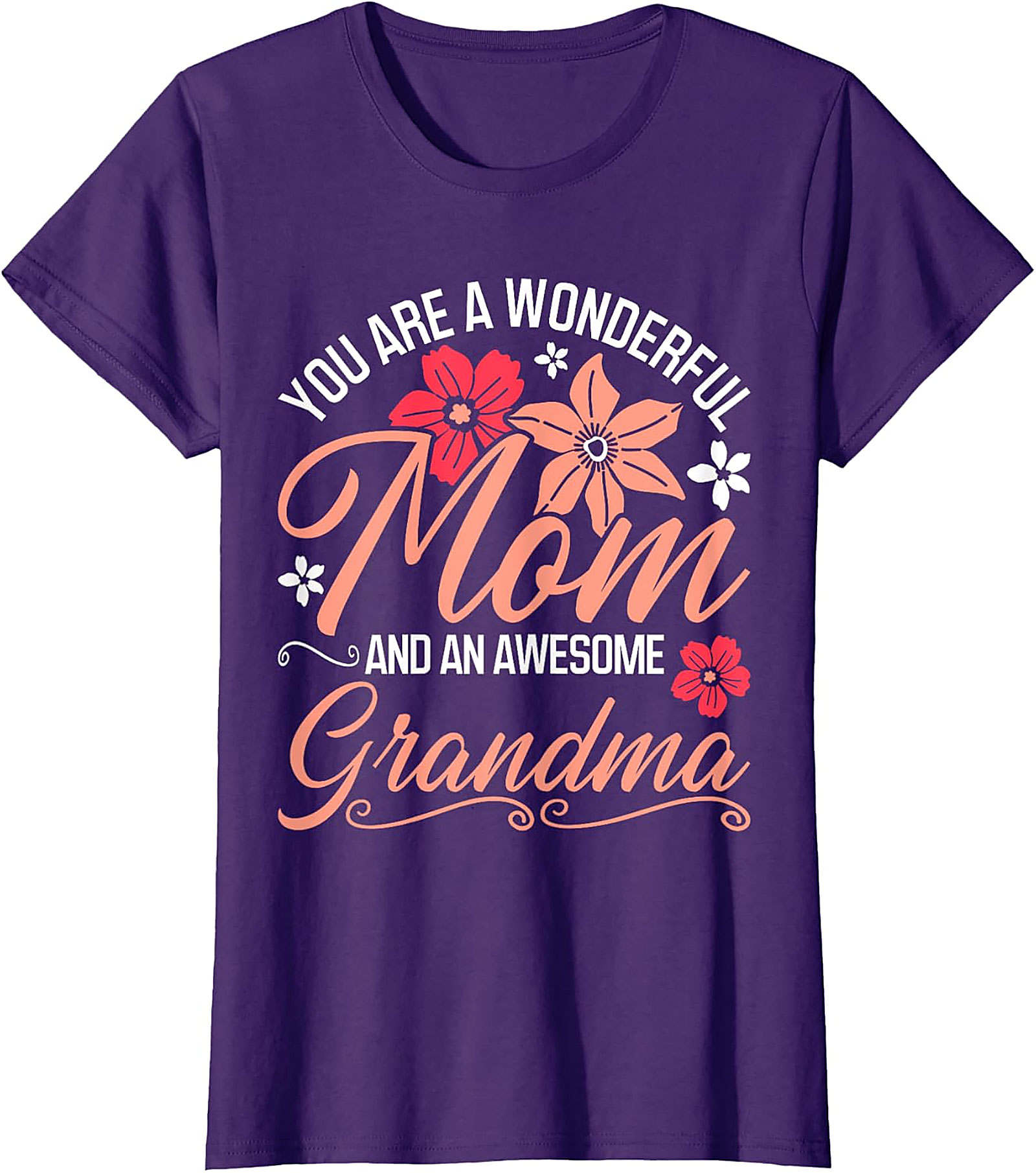 Wonderful Mom Awesome Grandma T-shirt | Floral Gift Tee