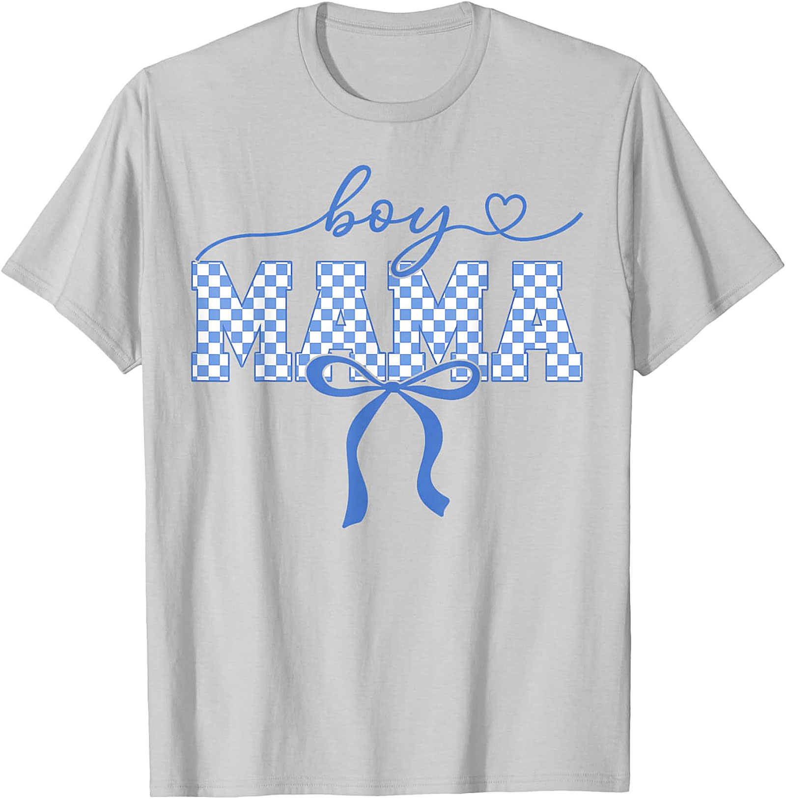 Boy Mama Blue Checkered T-Shirt Trendy Mom Graphic Tee