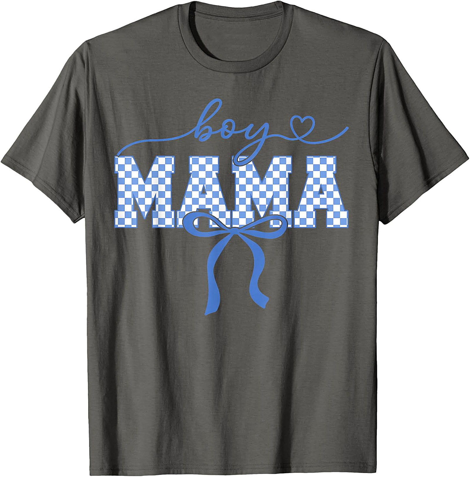 Boy Mama Blue Checkered T-Shirt Trendy Mom Graphic Tee
