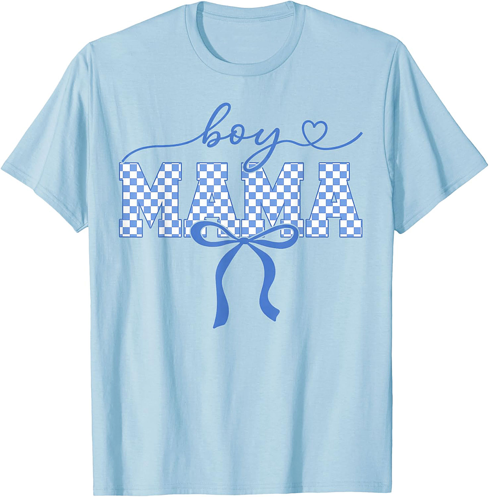 Boy Mama Blue Checkered T-Shirt Trendy Mom Graphic Tee