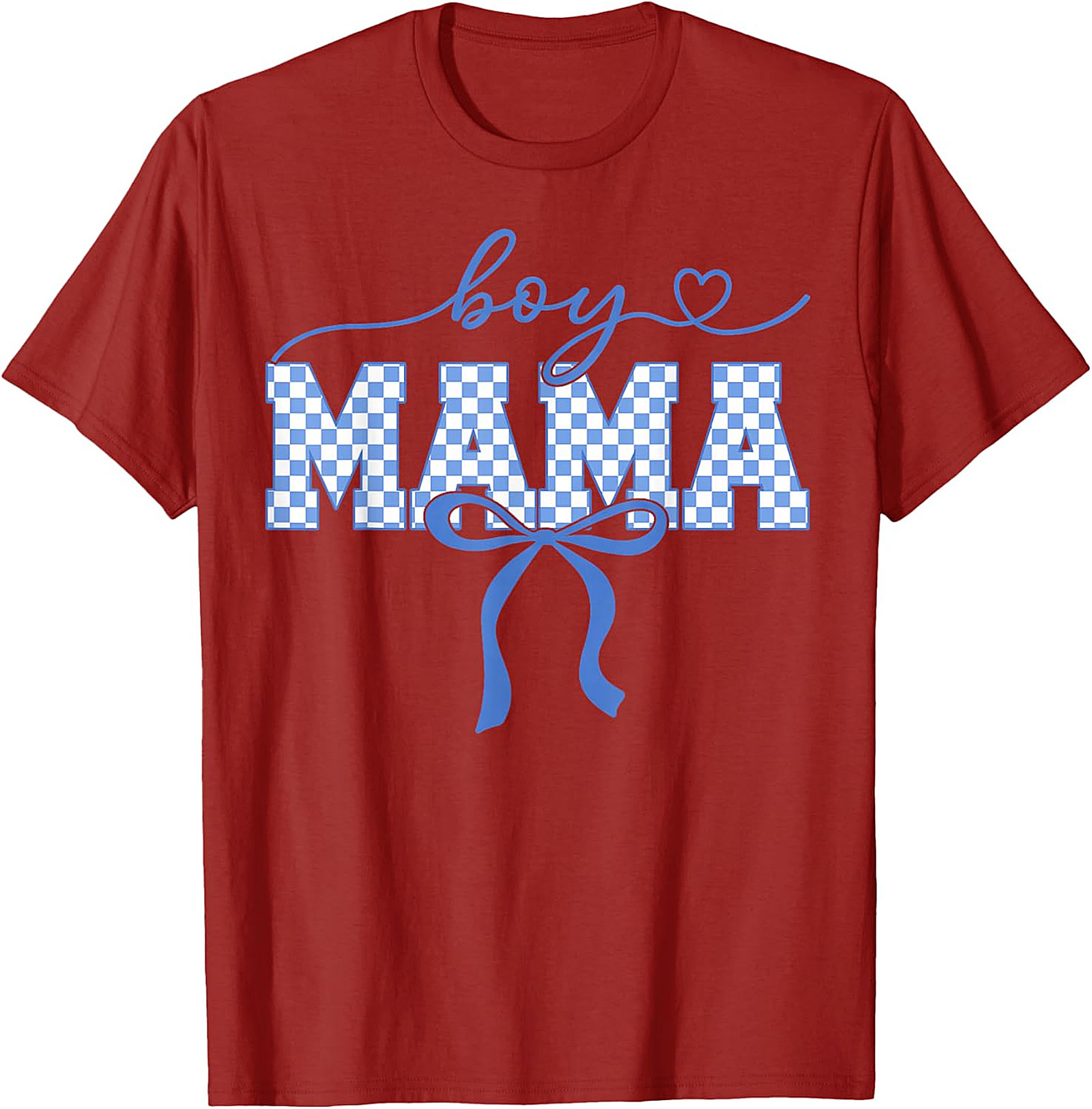 Boy Mama Blue Checkered T-Shirt Trendy Mom Graphic Tee