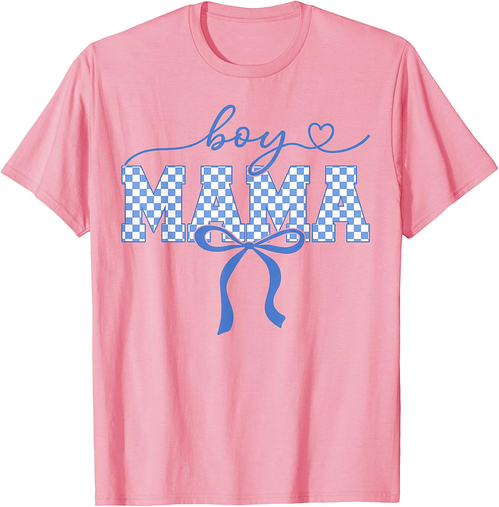 Boy Mama Blue Checkered T-Shirt Trendy Mom Graphic Tee