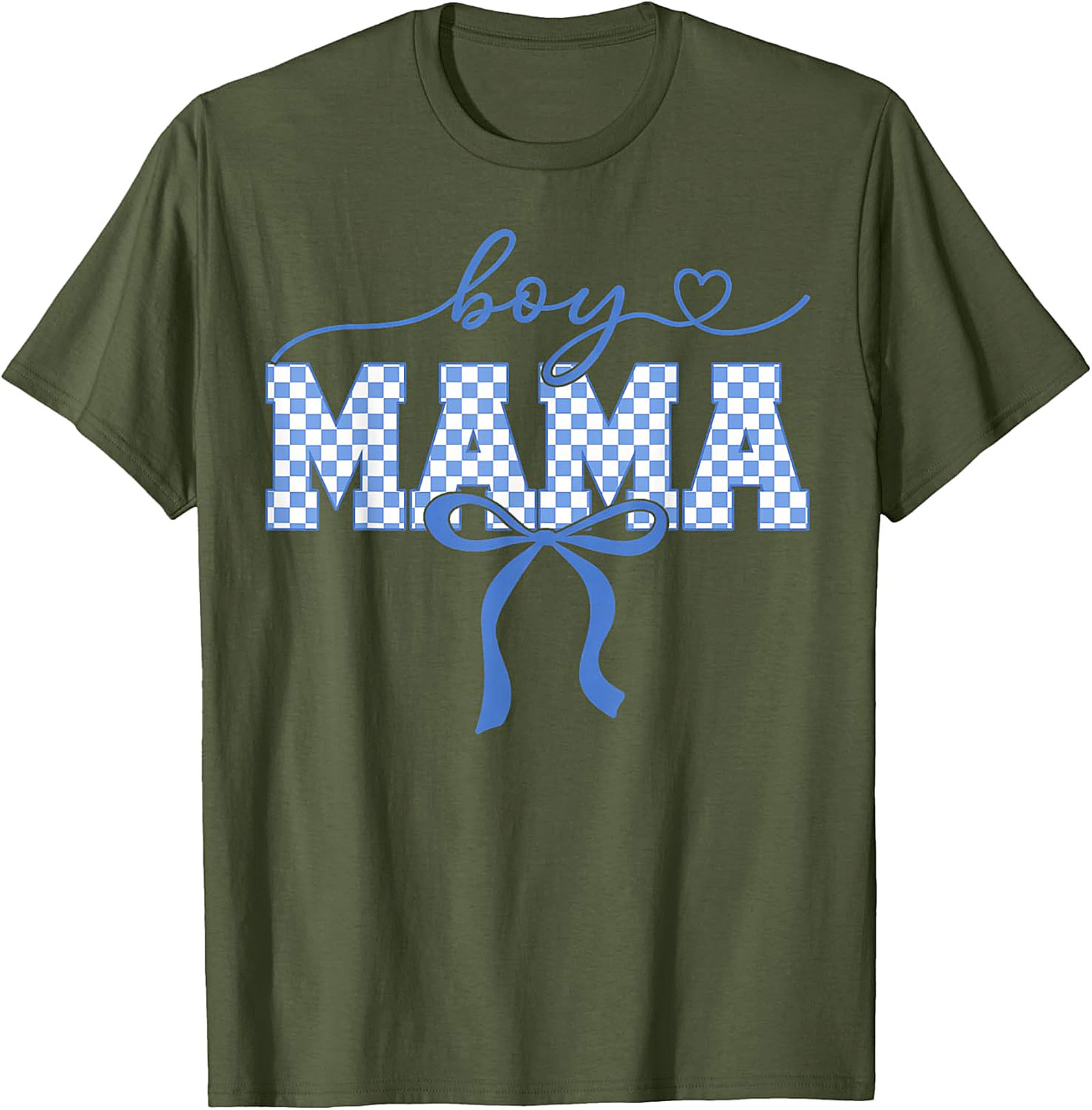 Boy Mama Blue Checkered T-Shirt Trendy Mom Graphic Tee