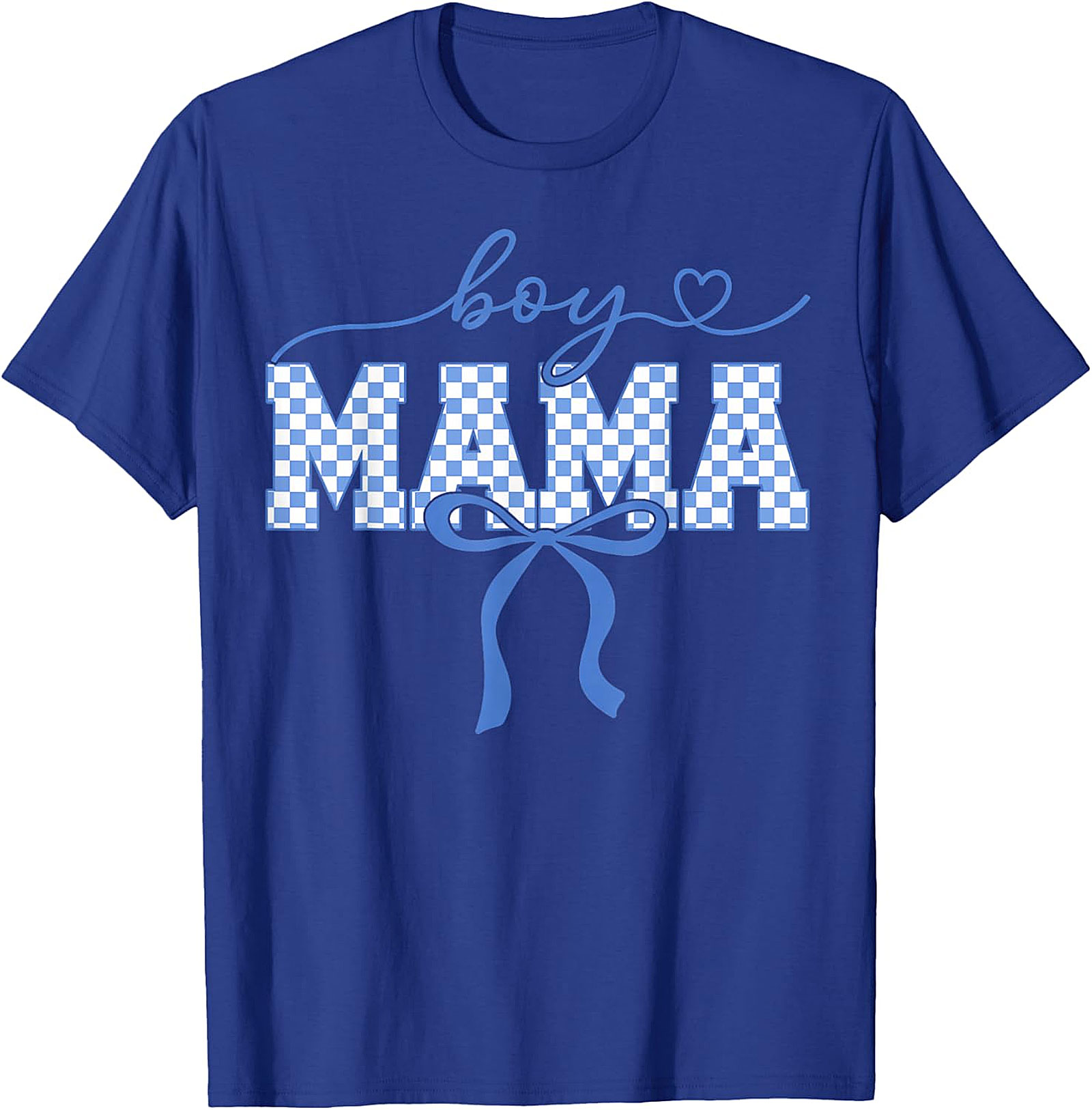 Boy Mama Blue Checkered T-Shirt Trendy Mom Graphic Tee