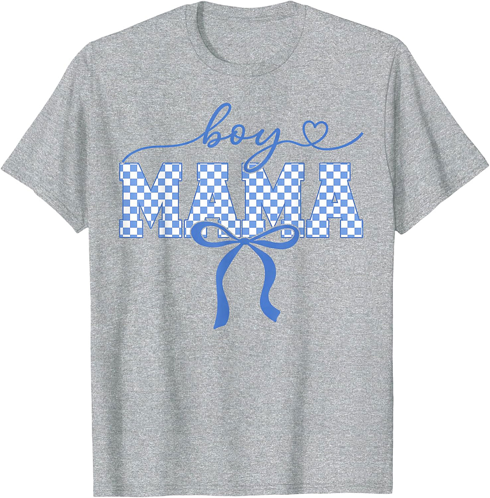 Boy Mama Blue Checkered T-Shirt Trendy Mom Graphic Tee
