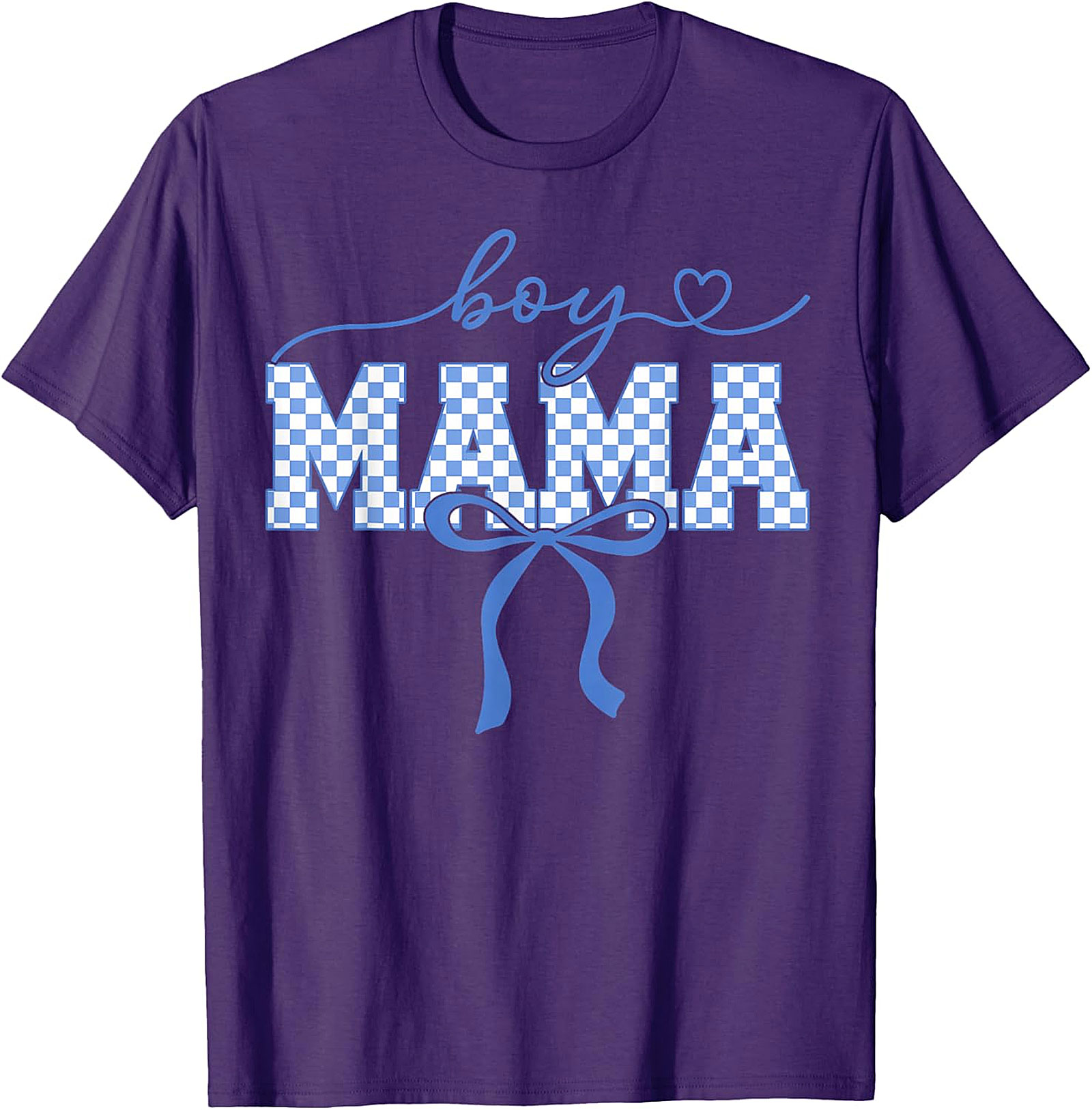 Boy Mama Blue Checkered T-Shirt Trendy Mom Graphic Tee