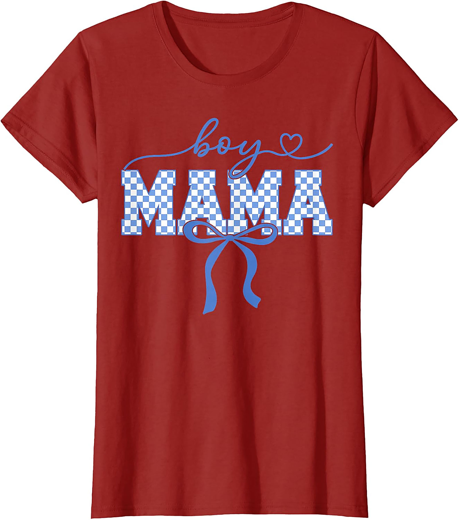 Boy Mama Blue Checkered T-Shirt Trendy Mom Graphic Tee