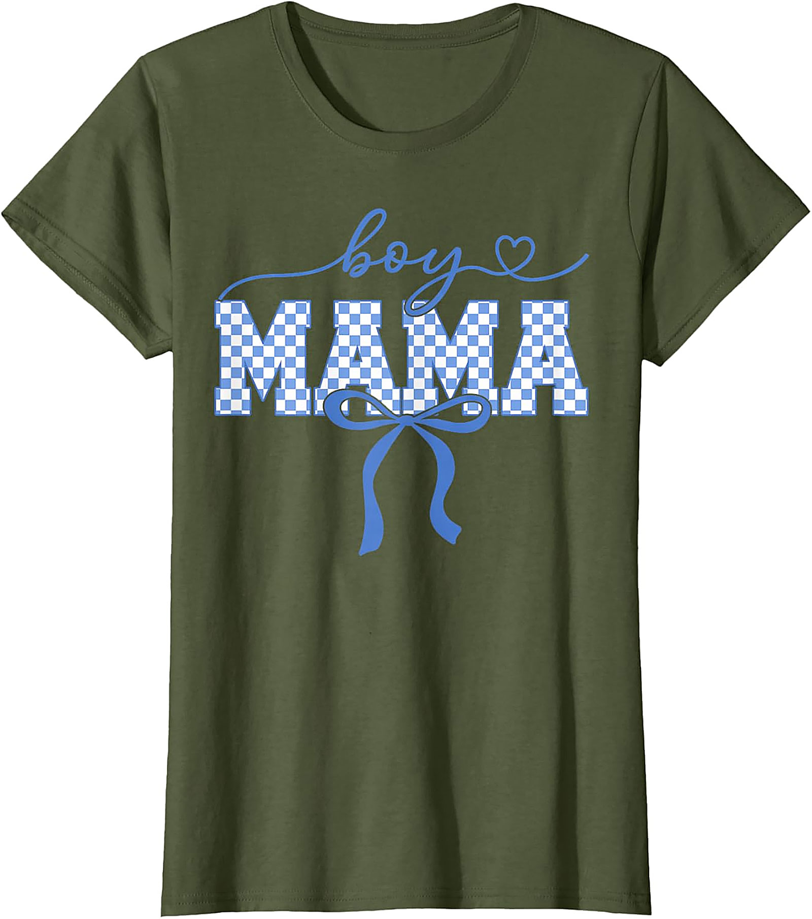 Boy Mama Blue Checkered T-Shirt Trendy Mom Graphic Tee