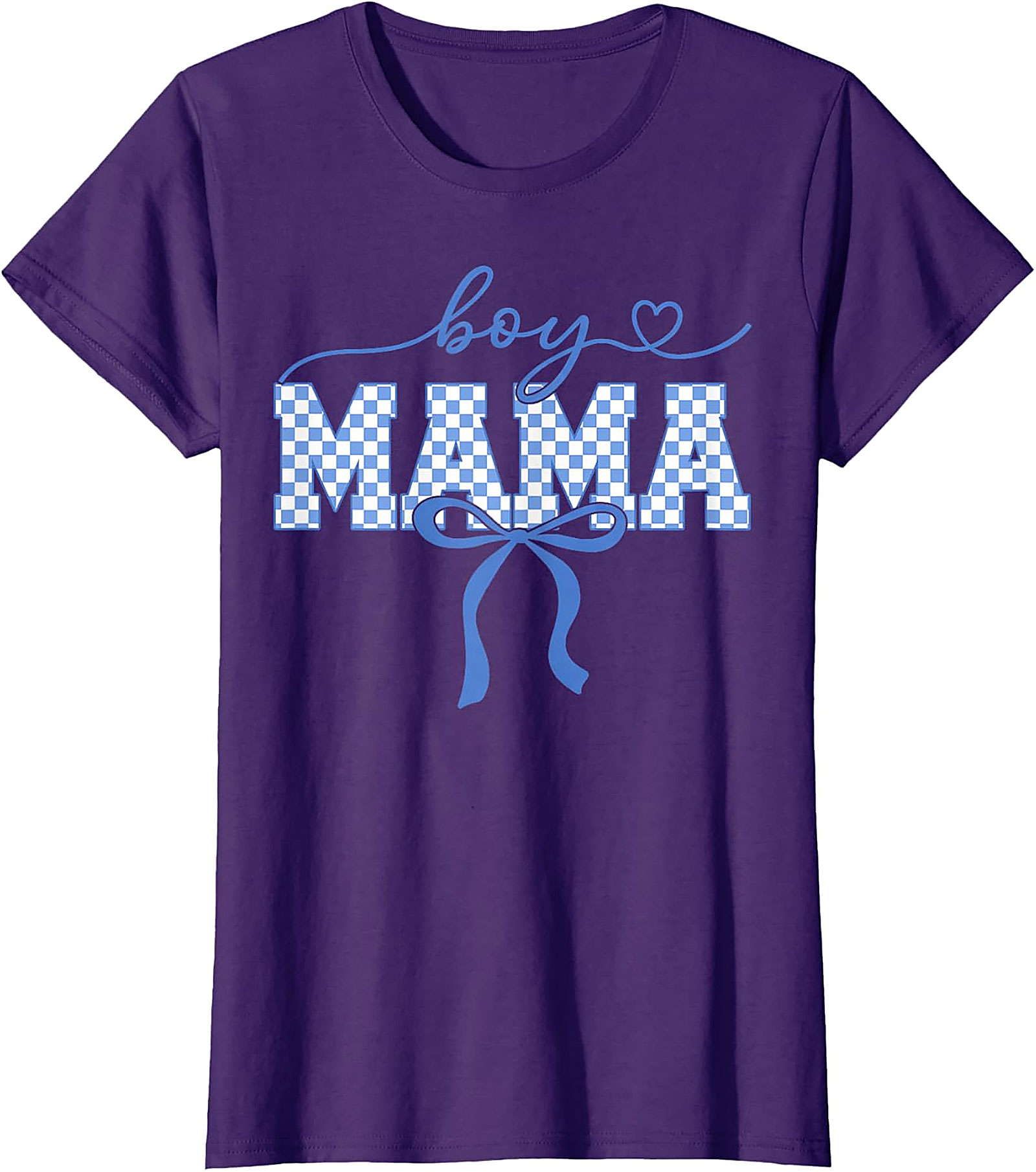 Boy Mama Blue Checkered T-Shirt Trendy Mom Graphic Tee