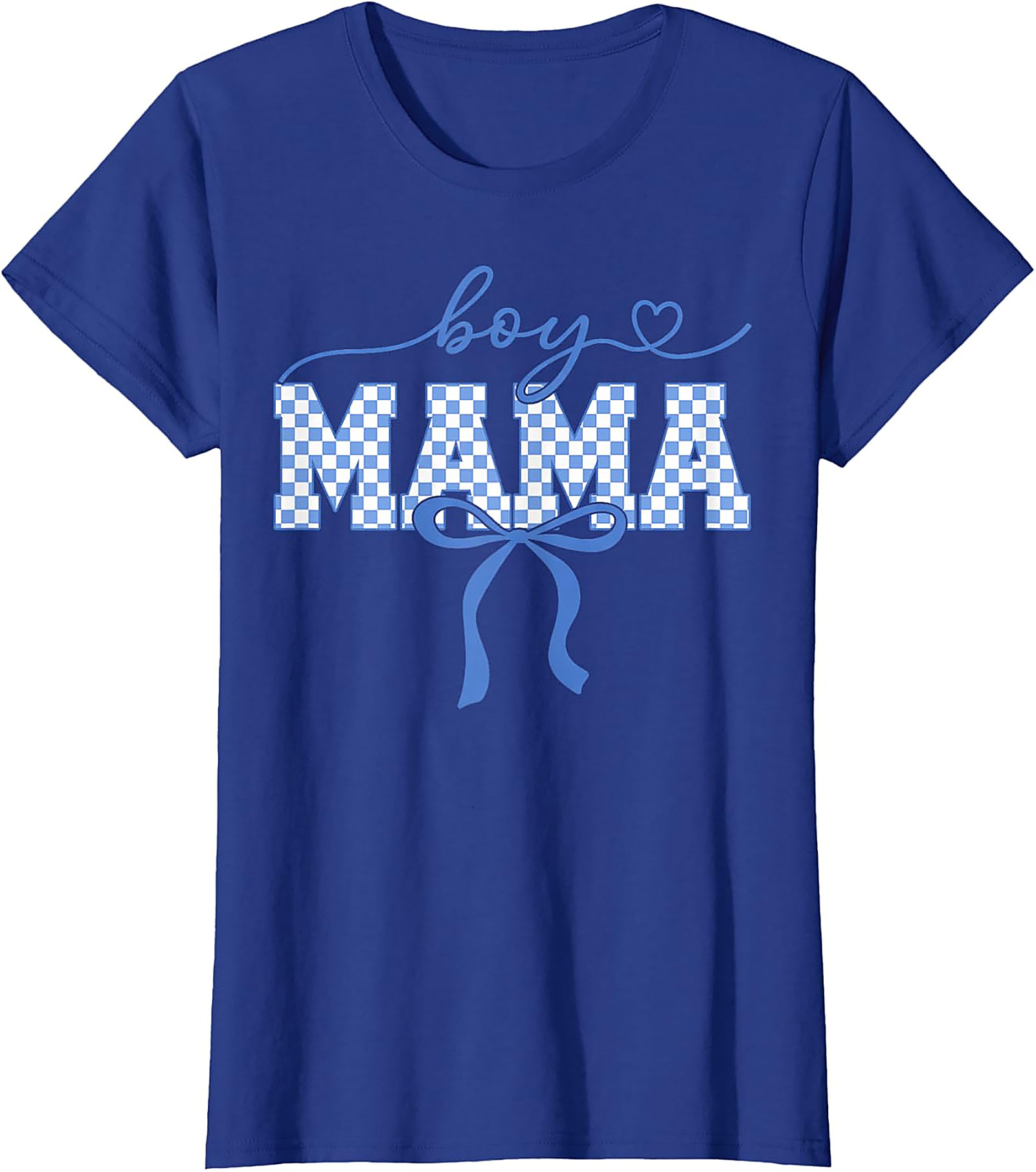 Boy Mama Blue Checkered T-Shirt Trendy Mom Graphic Tee