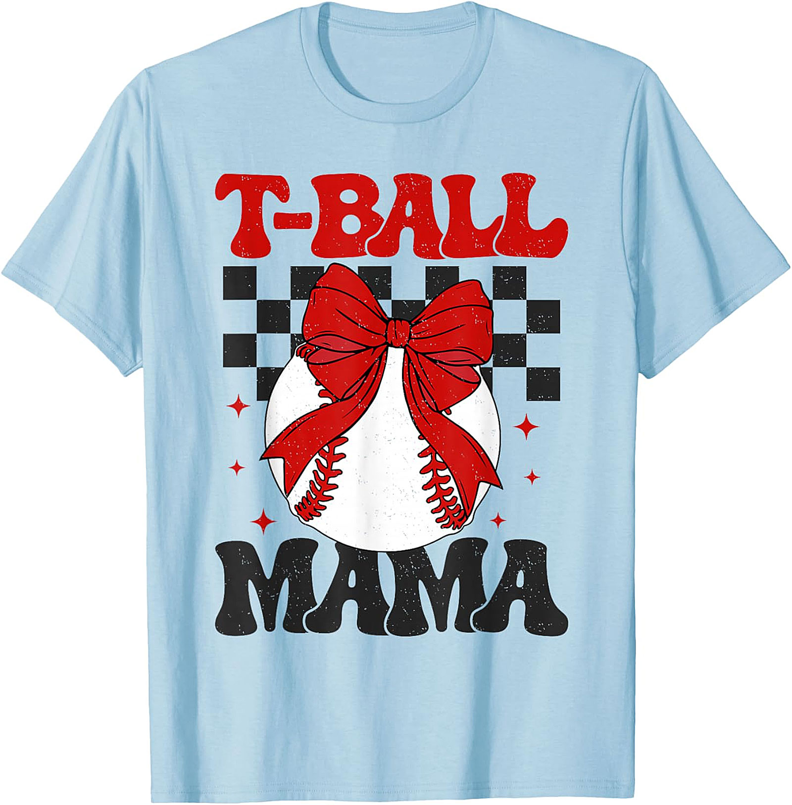 T-Ball Mama T-Shirt Retro Baseball Bow Graphic Tee