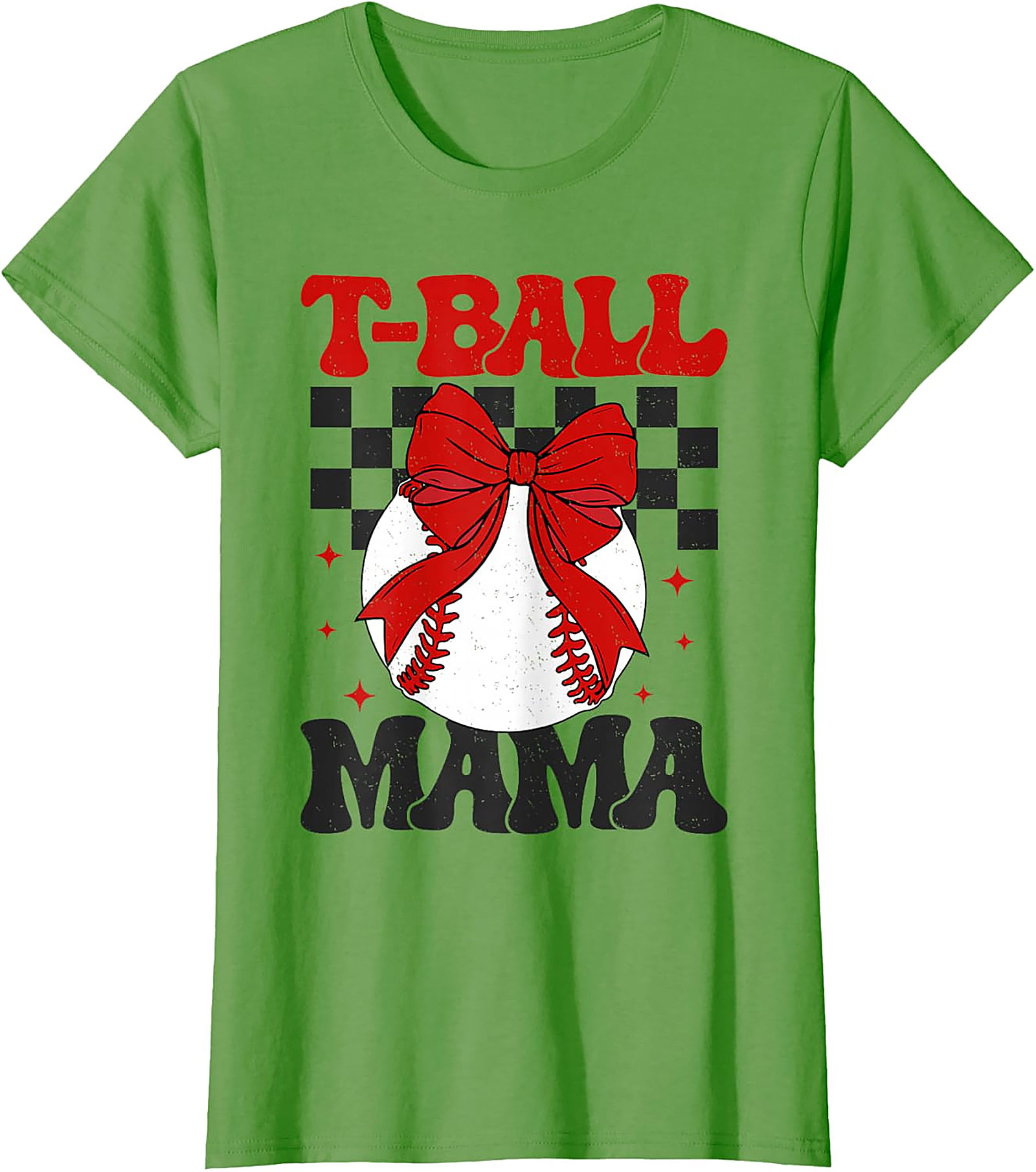 T-Ball Mama T-Shirt Retro Baseball Bow Graphic Tee