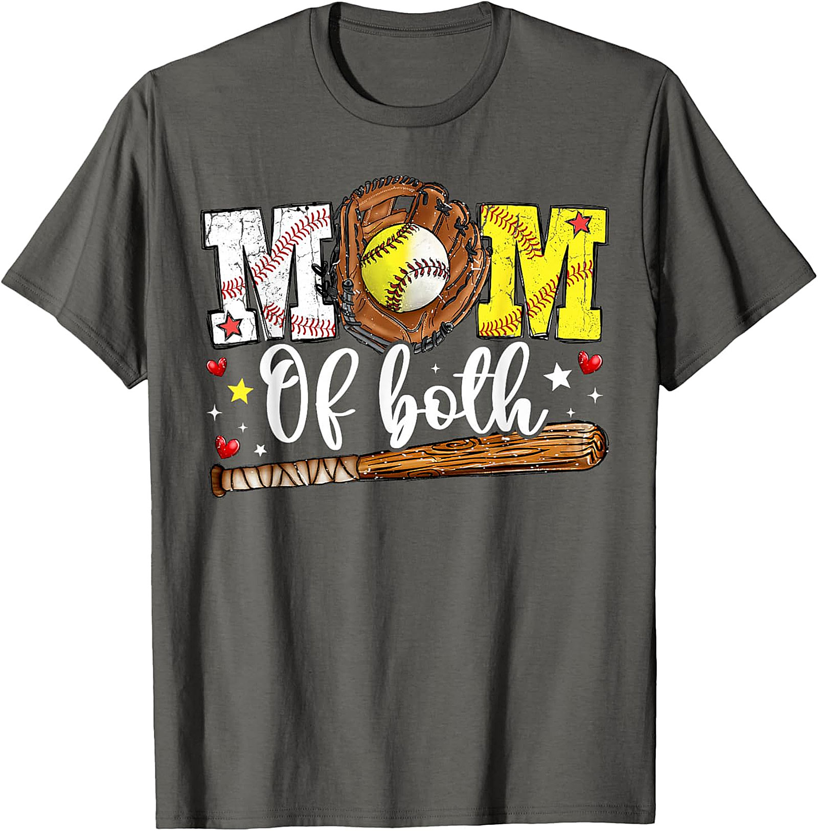 Mom of Both Baseball Softball T-shirt Sports Mom Tee