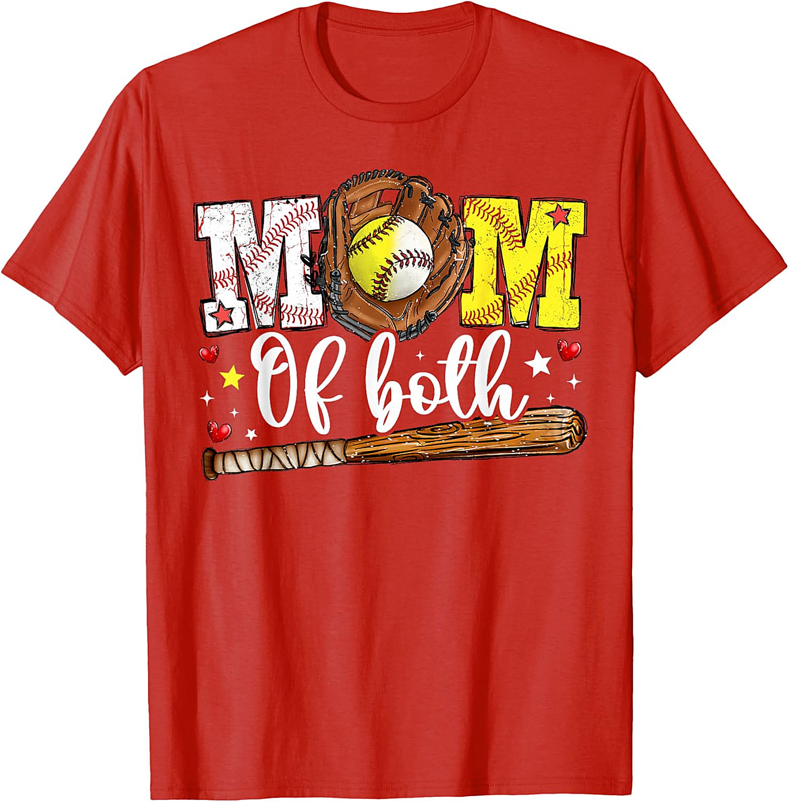 Mom of Both Baseball Softball T-shirt Sports Mom Tee
