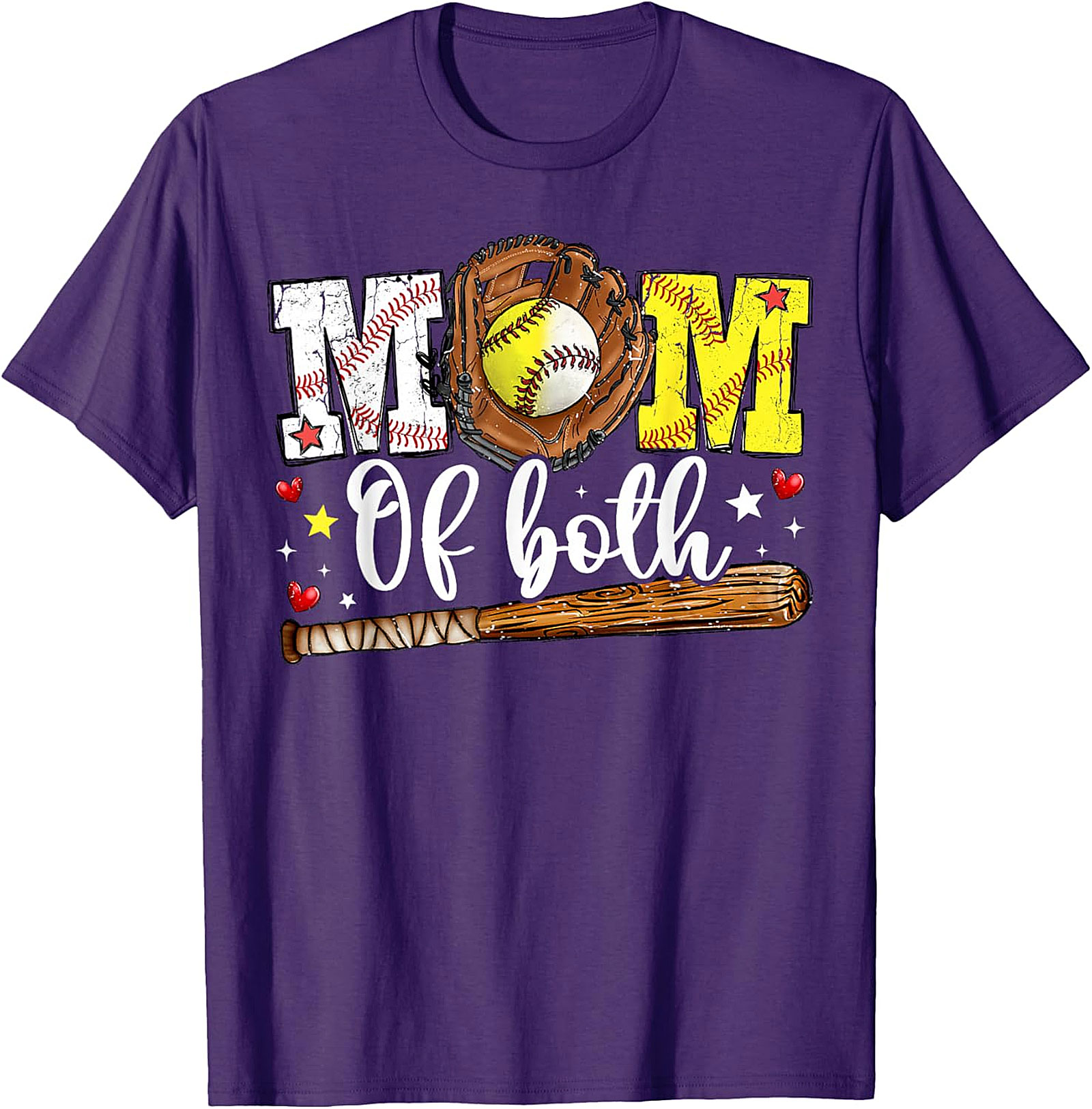 Mom of Both Baseball Softball T-shirt Sports Mom Tee