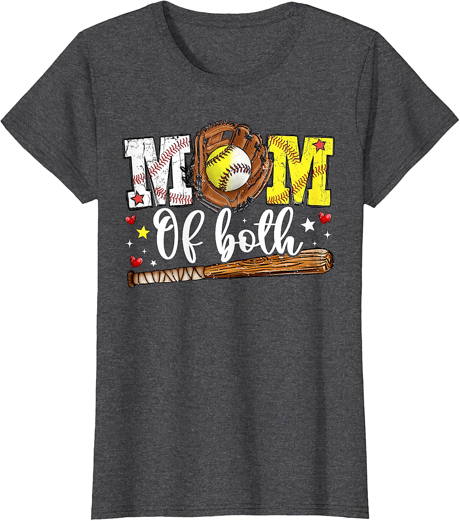 Mom of Both Baseball Softball T-shirt Sports Mom Tee