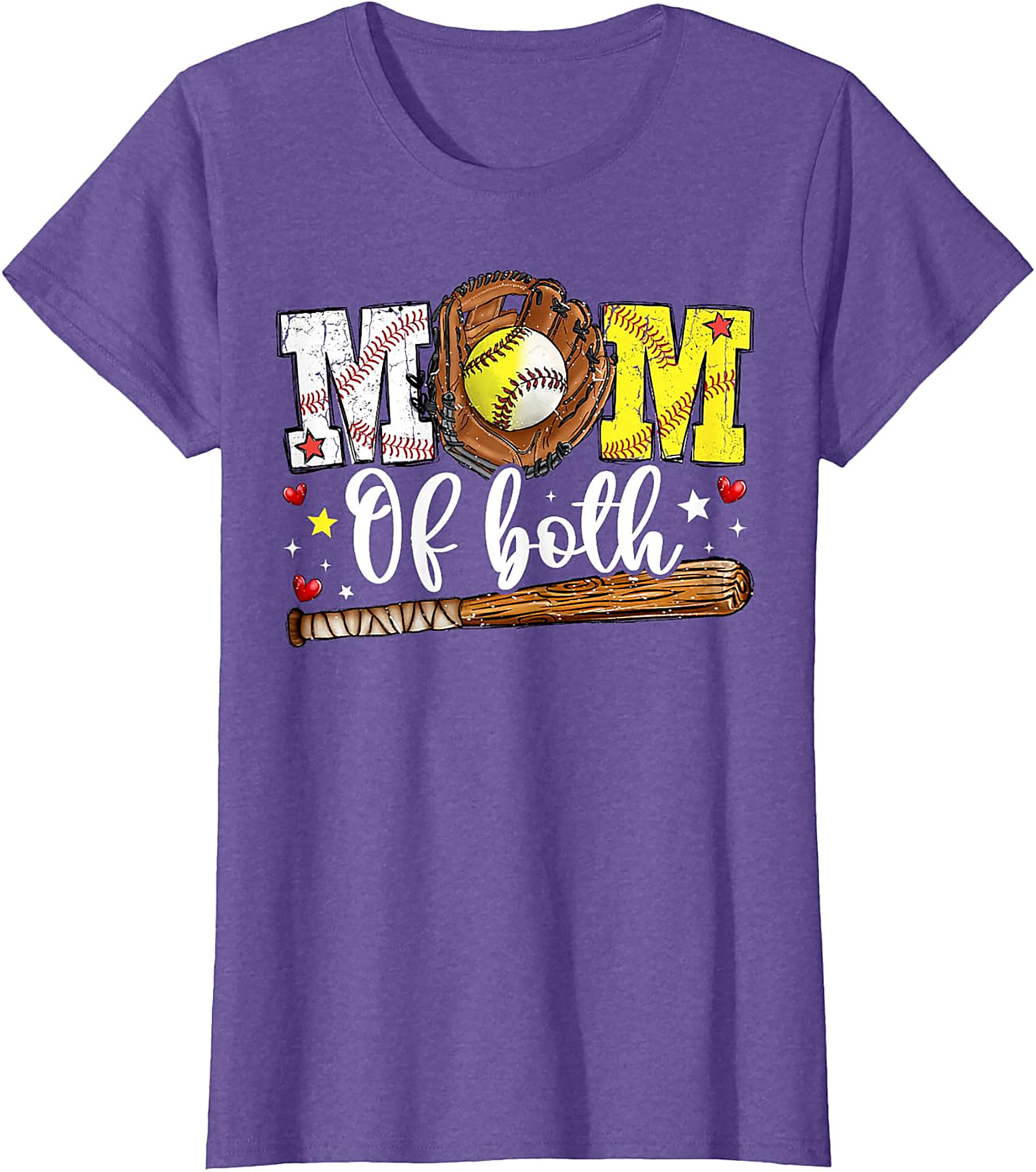 Mom of Both Baseball Softball T-shirt Sports Mom Tee