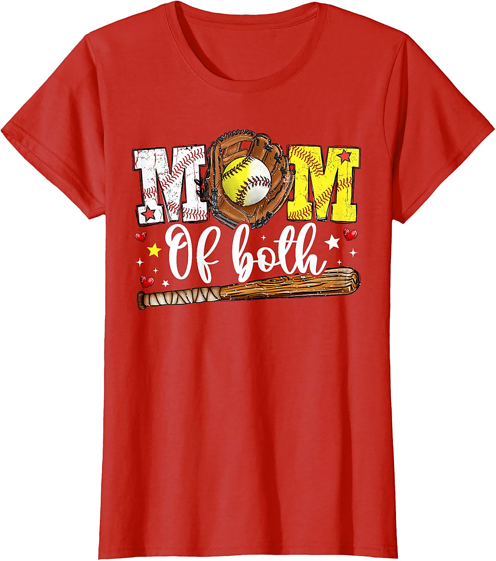 Mom of Both Baseball Softball T-shirt Sports Mom Tee