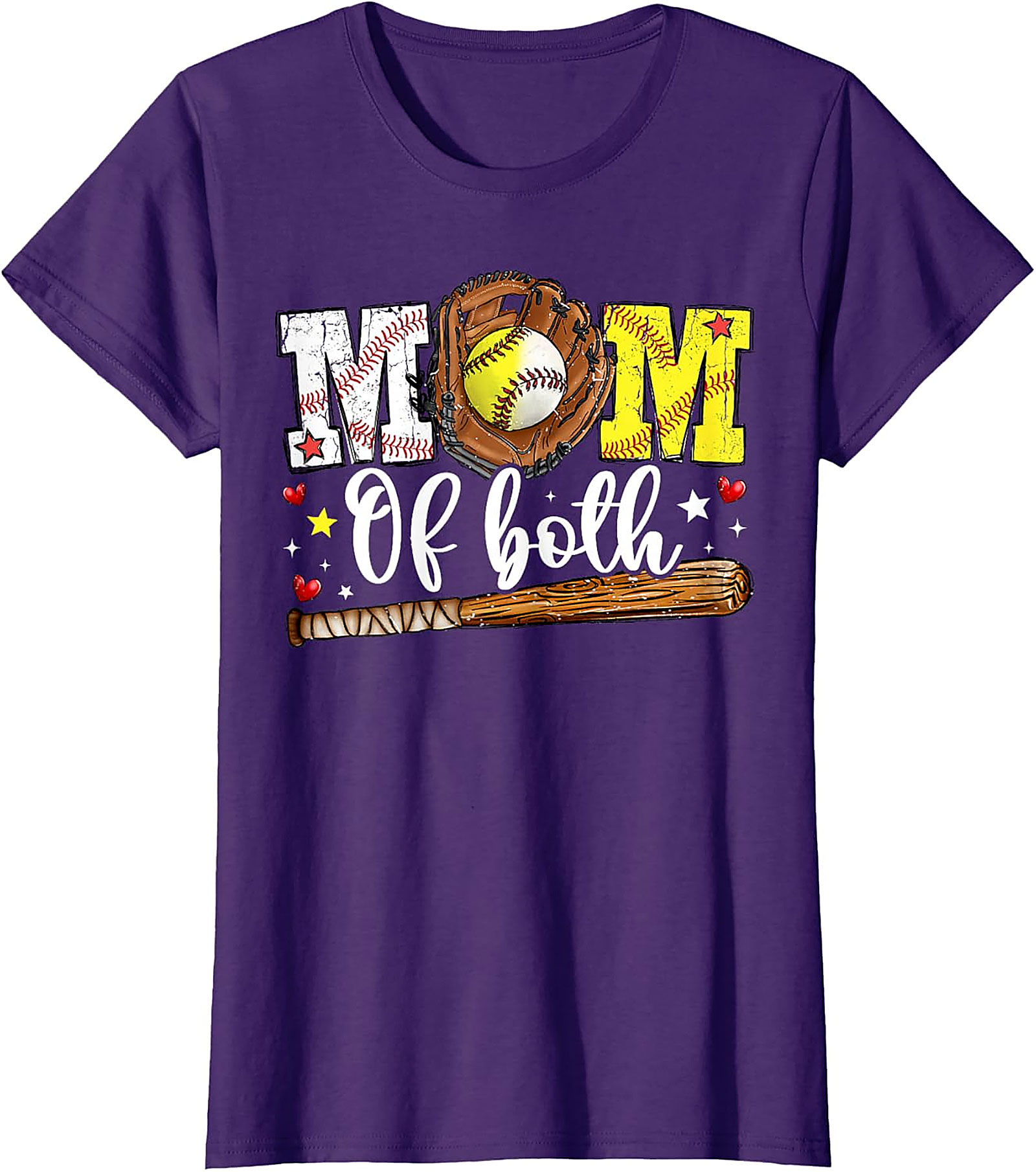 Mom of Both Baseball Softball T-shirt Sports Mom Tee