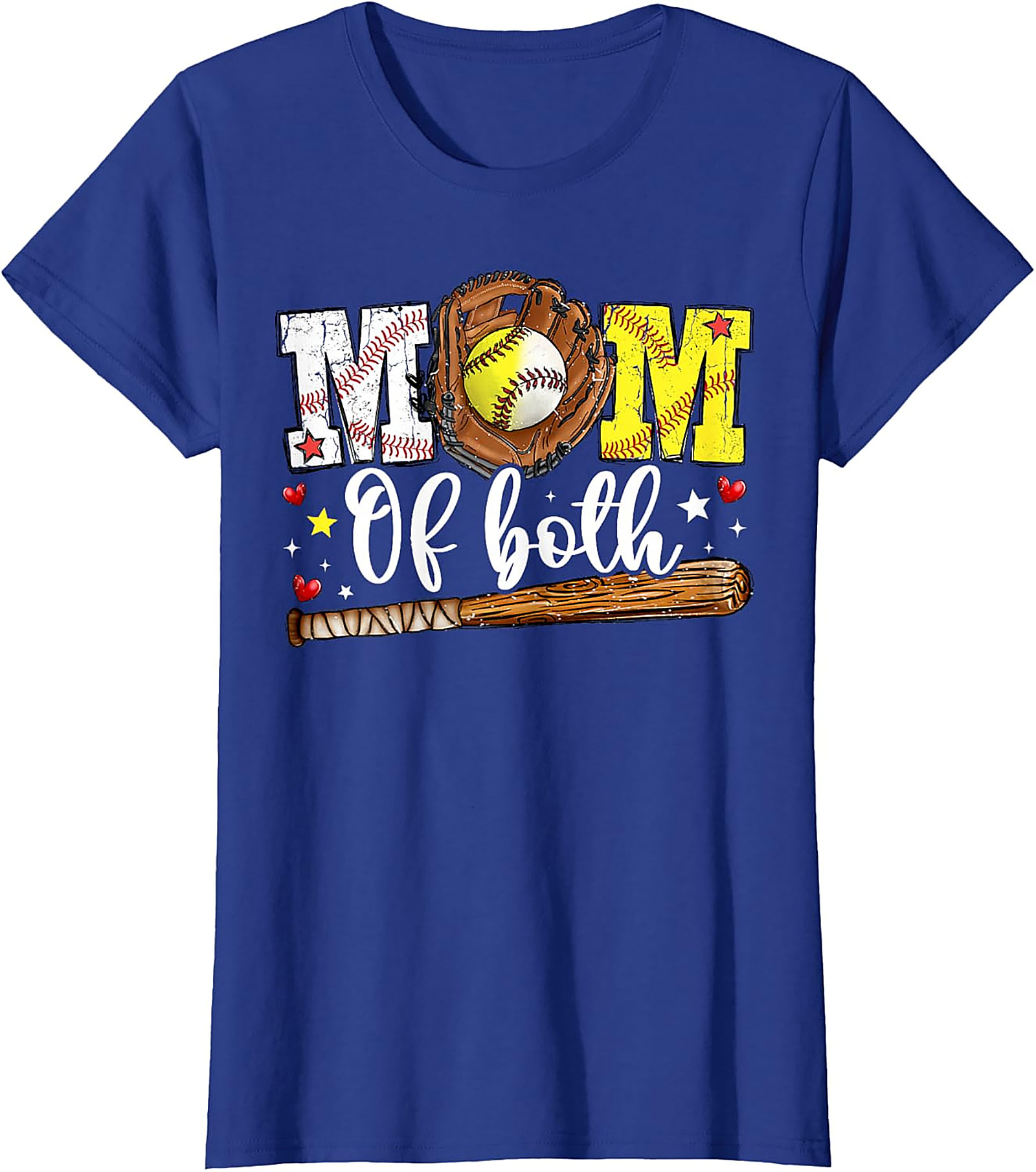 Mom of Both Baseball Softball T-shirt Sports Mom Tee