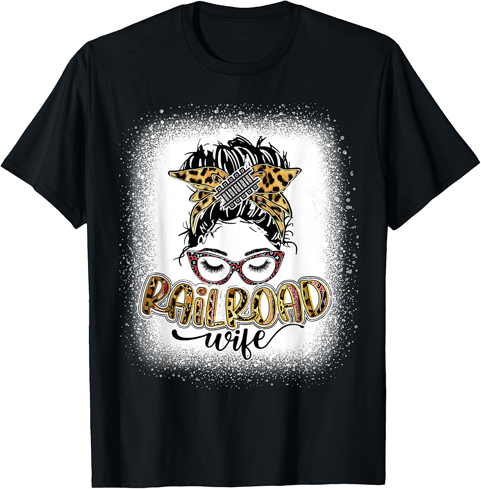 Railroad Wife Messy Bun T-Shirt | Leopard Print Graphic Tee