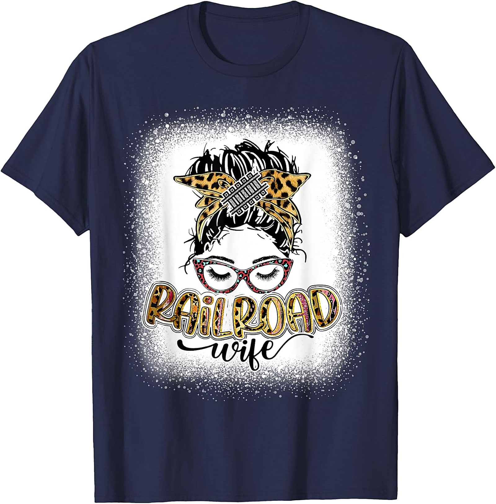 Railroad Wife Messy Bun T-Shirt | Leopard Print Graphic Tee