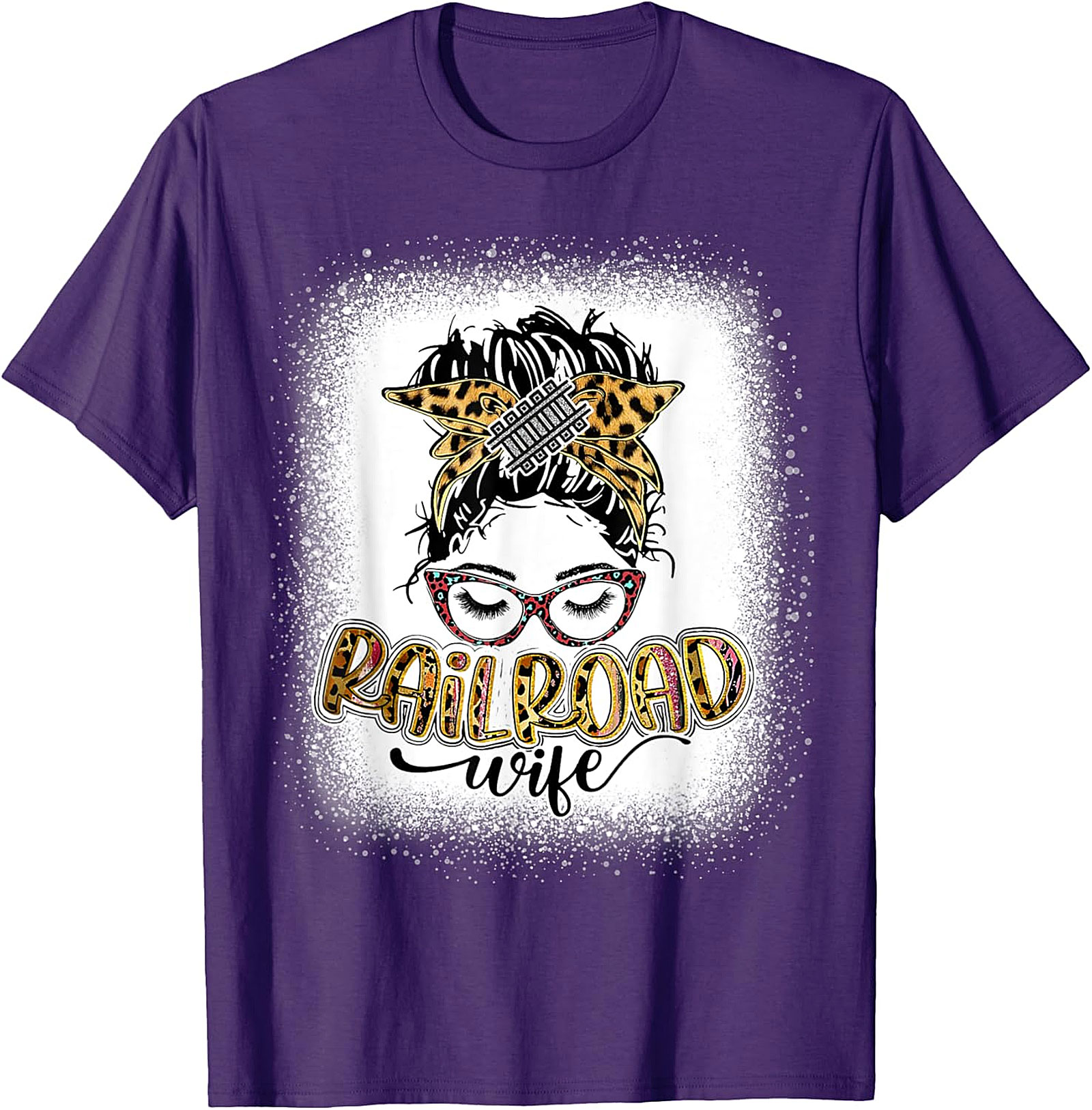 Railroad Wife Messy Bun T-Shirt | Leopard Print Graphic Tee