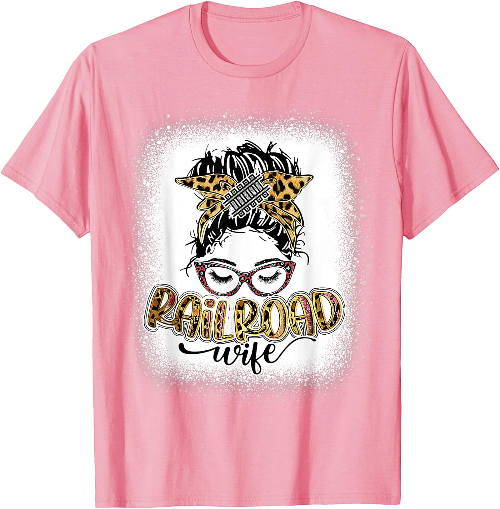 Railroad Wife Messy Bun T-Shirt | Leopard Print Graphic Tee