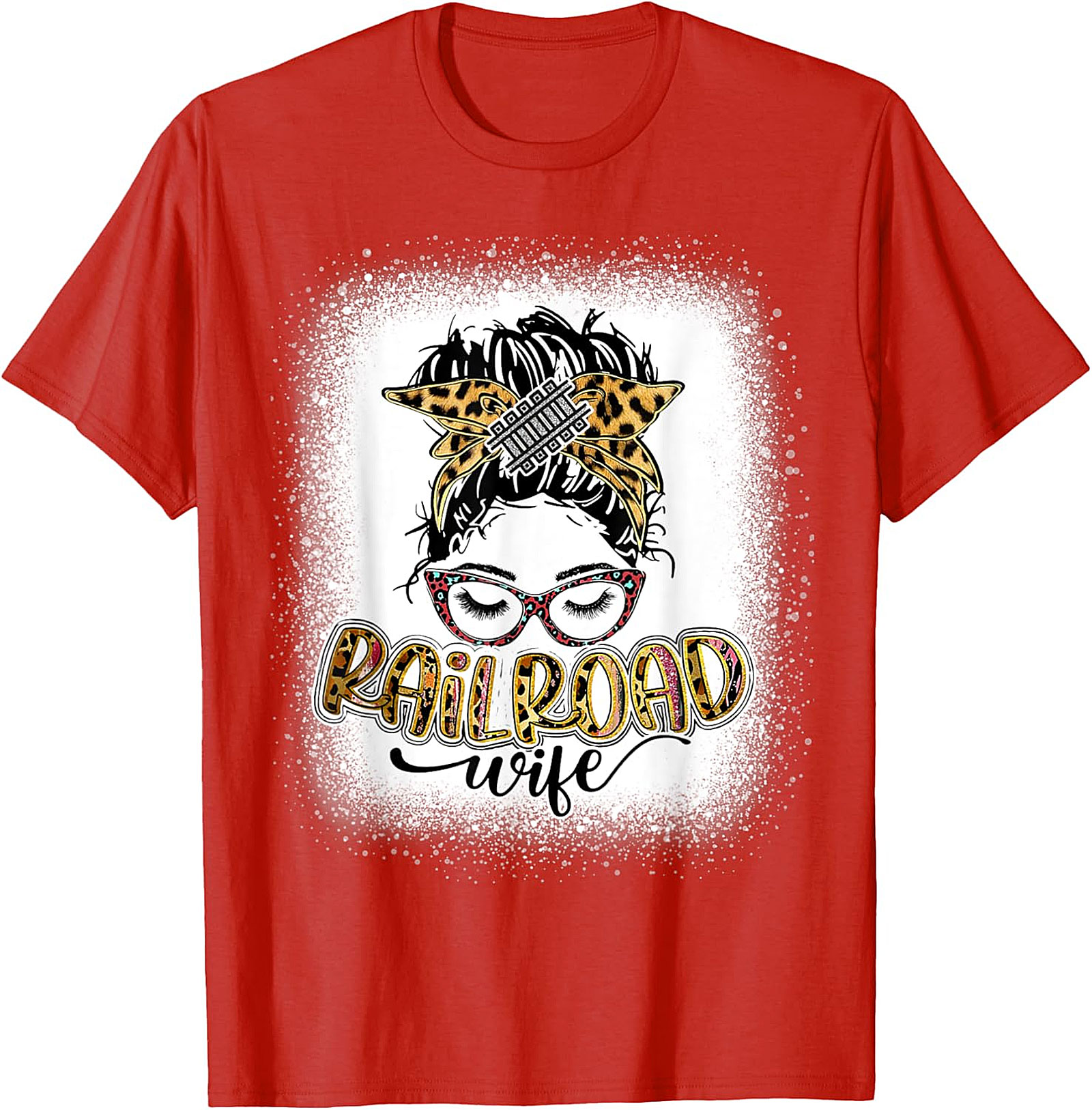 Railroad Wife Messy Bun T-Shirt | Leopard Print Graphic Tee