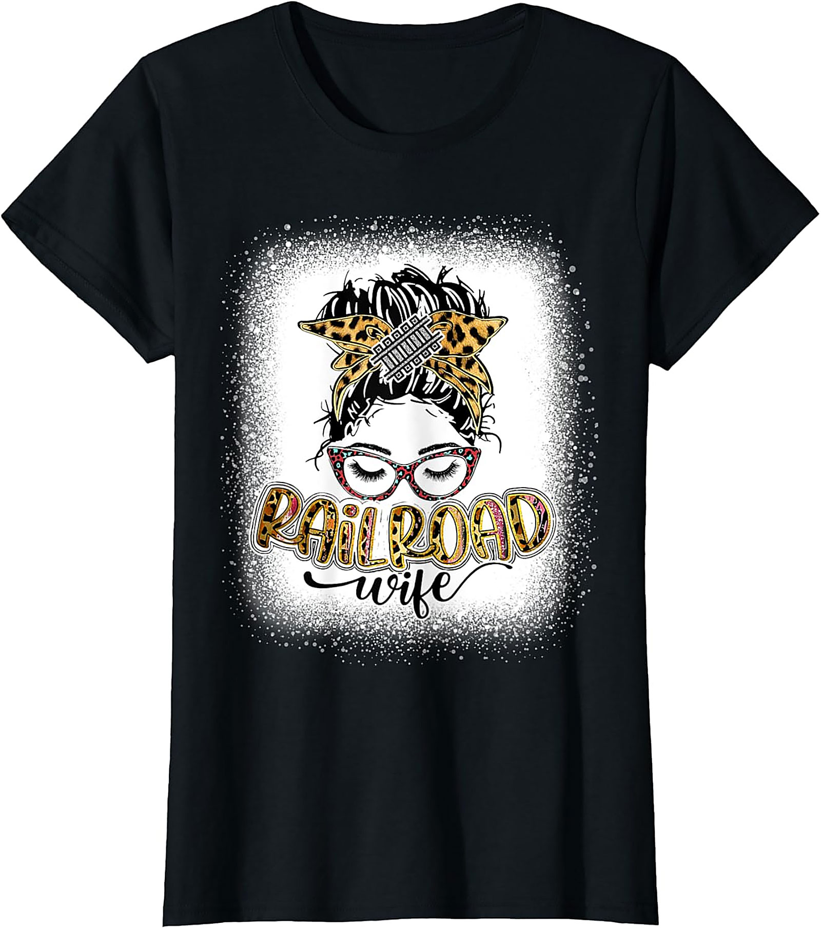 Railroad Wife Messy Bun T-Shirt | Leopard Print Graphic Tee