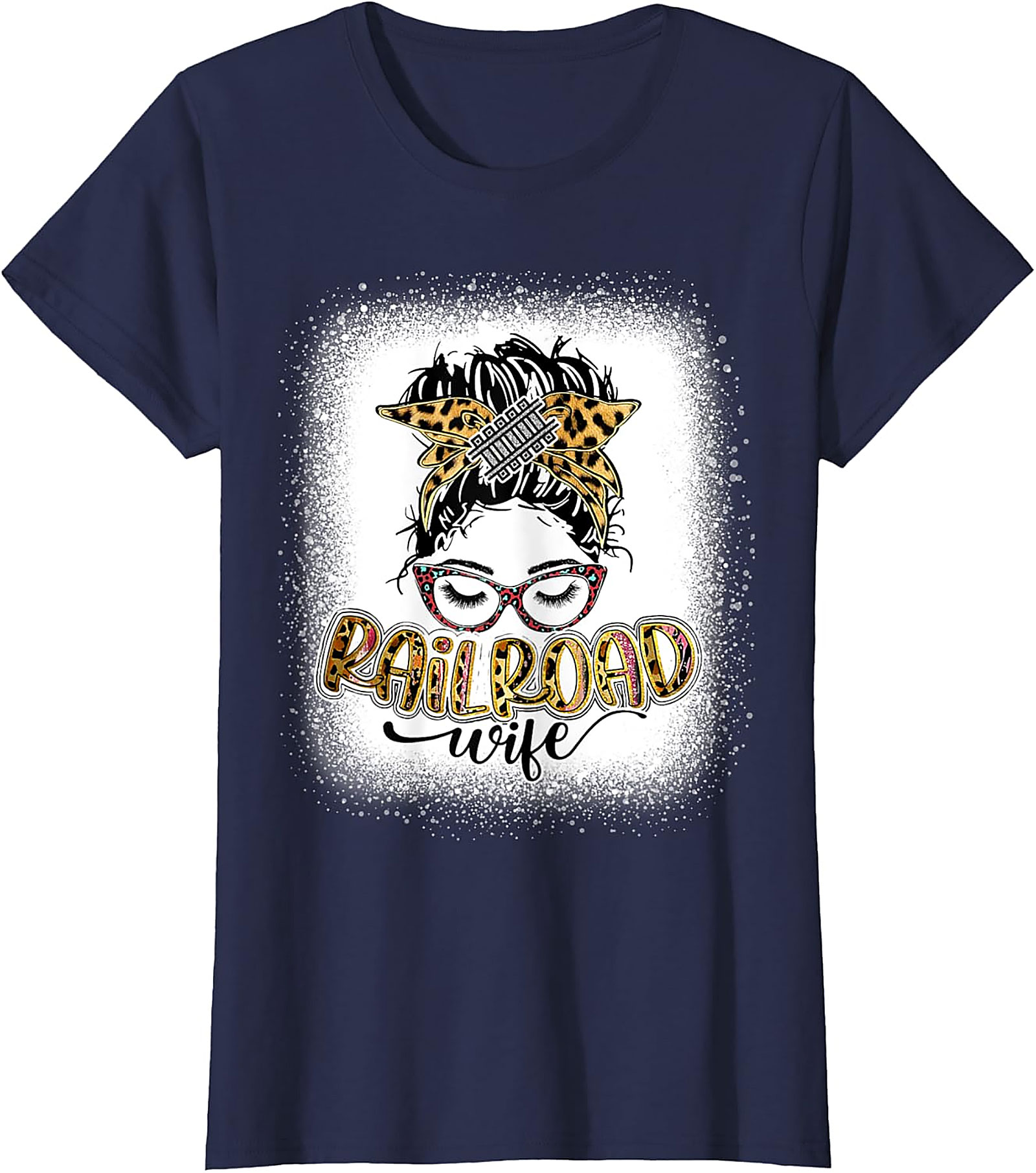 Railroad Wife Messy Bun T-Shirt | Leopard Print Graphic Tee
