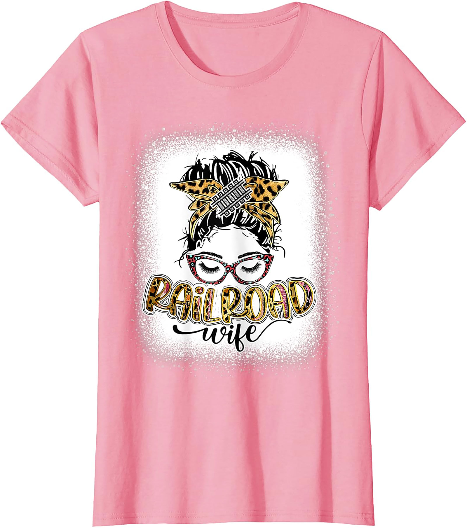 Railroad Wife Messy Bun T-Shirt | Leopard Print Graphic Tee
