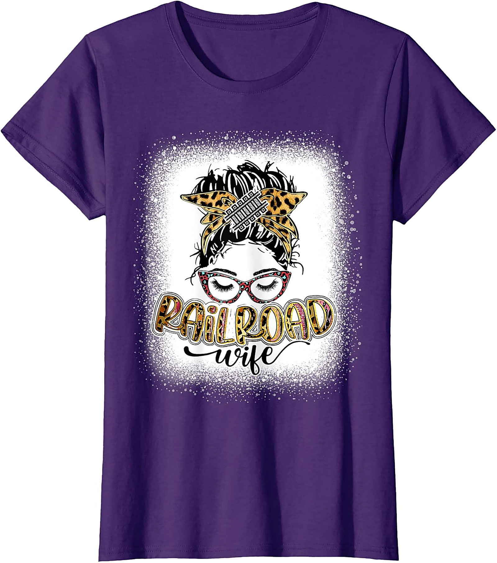 Railroad Wife Messy Bun T-Shirt | Leopard Print Graphic Tee