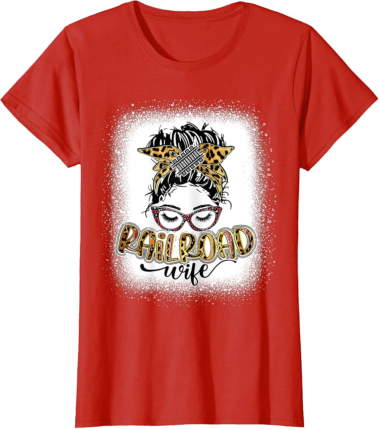 Railroad Wife Messy Bun T-Shirt | Leopard Print Graphic Tee