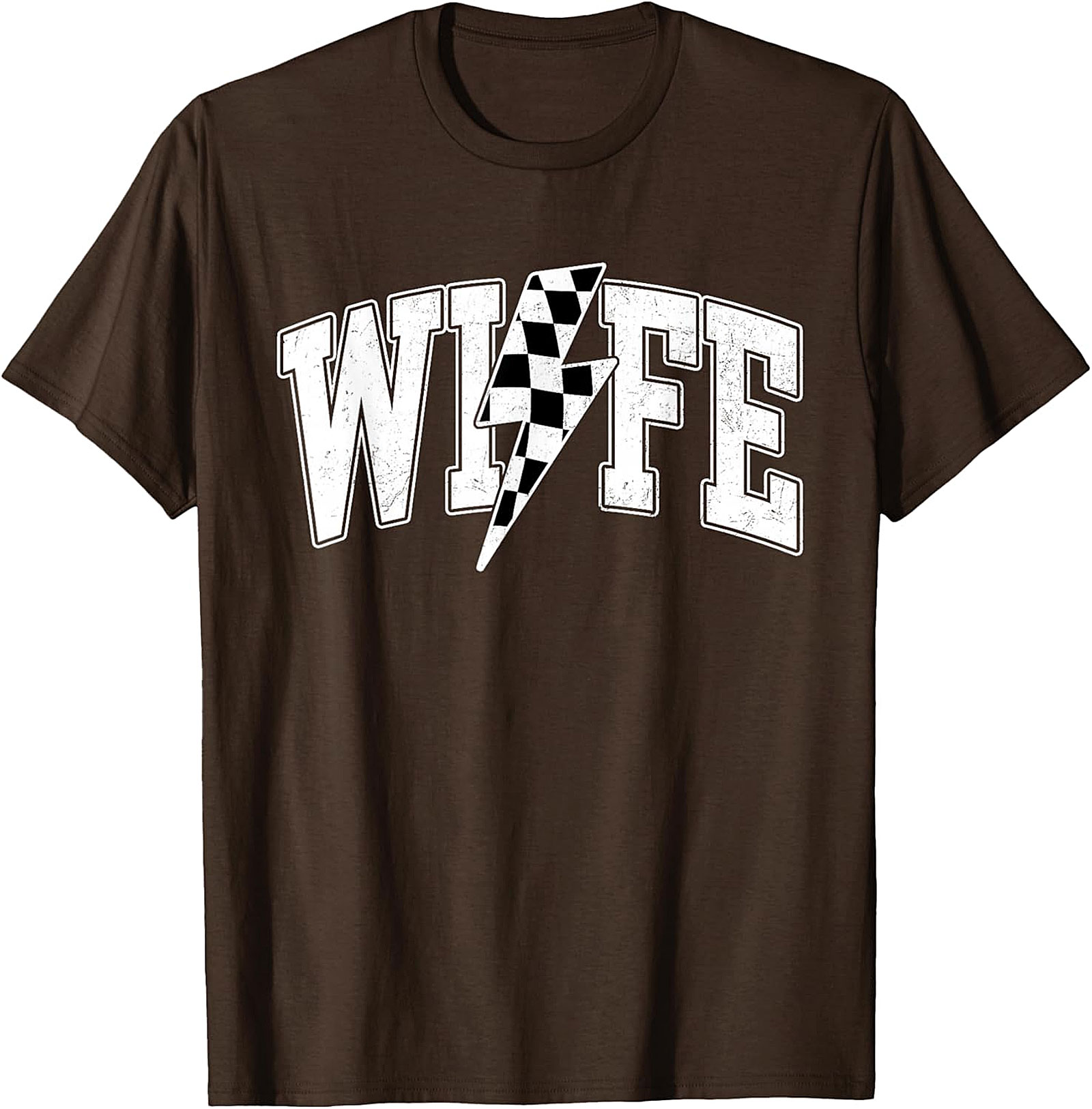 Racing Wife T-shirt | Checkered Lightning Bolt Graphic Tee
