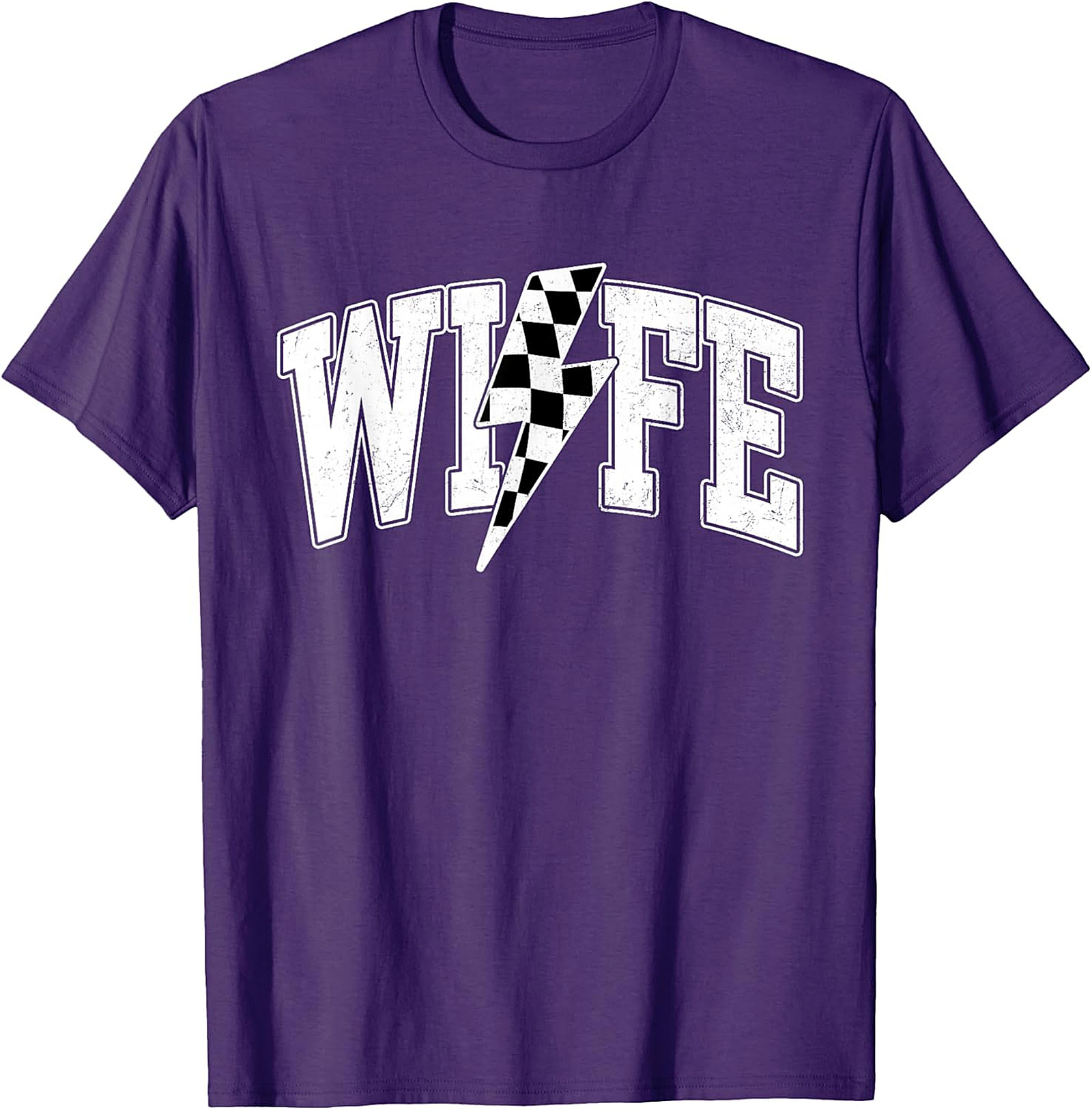 Racing Wife T-shirt | Checkered Lightning Bolt Graphic Tee
