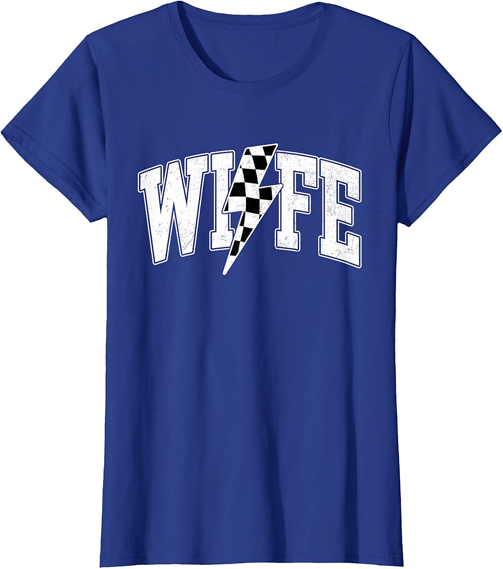 Racing Wife T-shirt | Checkered Lightning Bolt Graphic Tee
