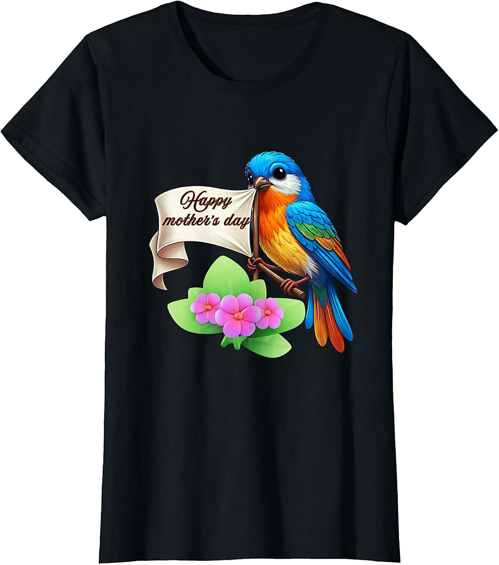 Happy Mother's Day Bird T-Shirt Cute Floral Graphic Tee