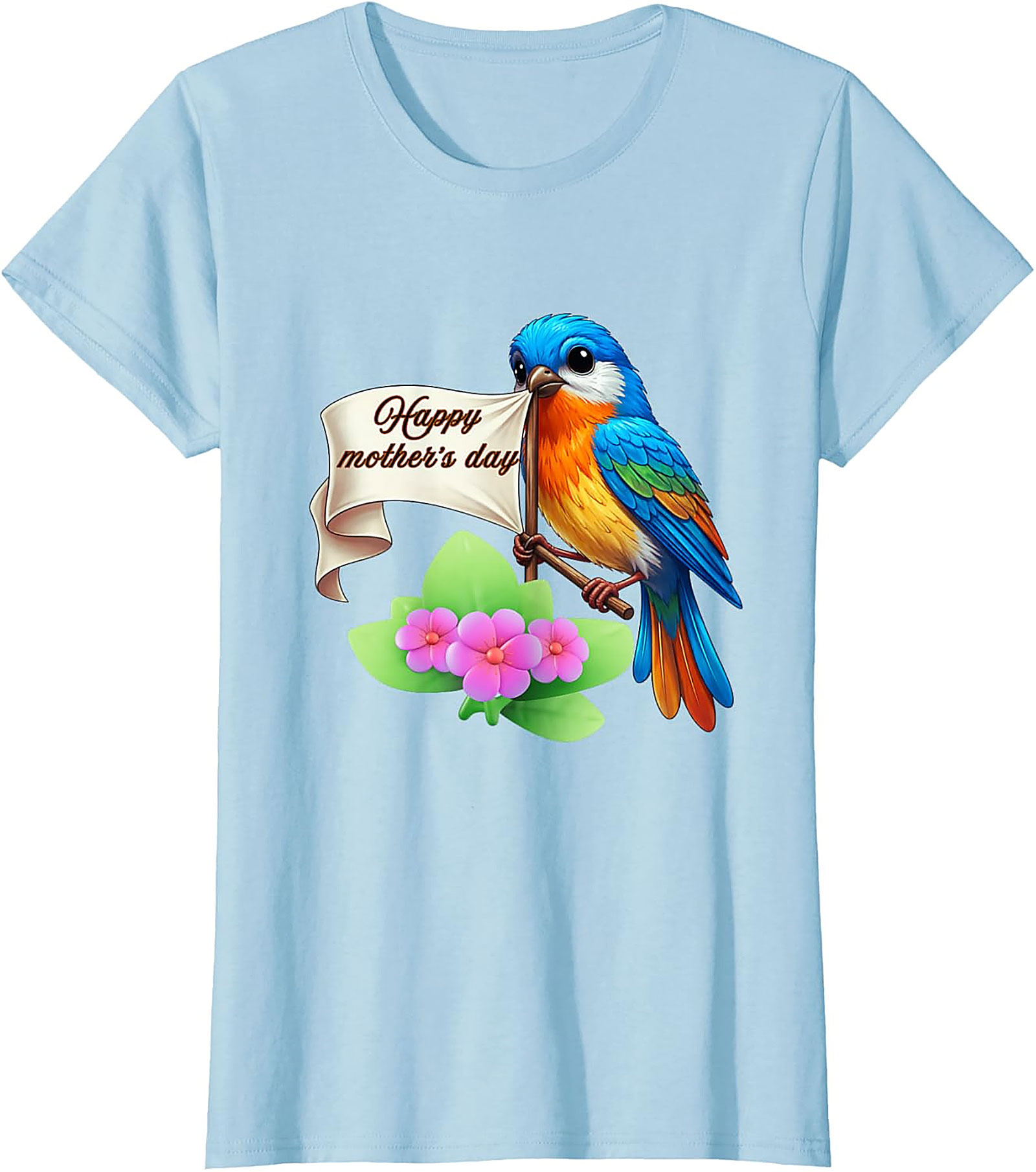 Happy Mother's Day Bird T-Shirt Cute Floral Graphic Tee
