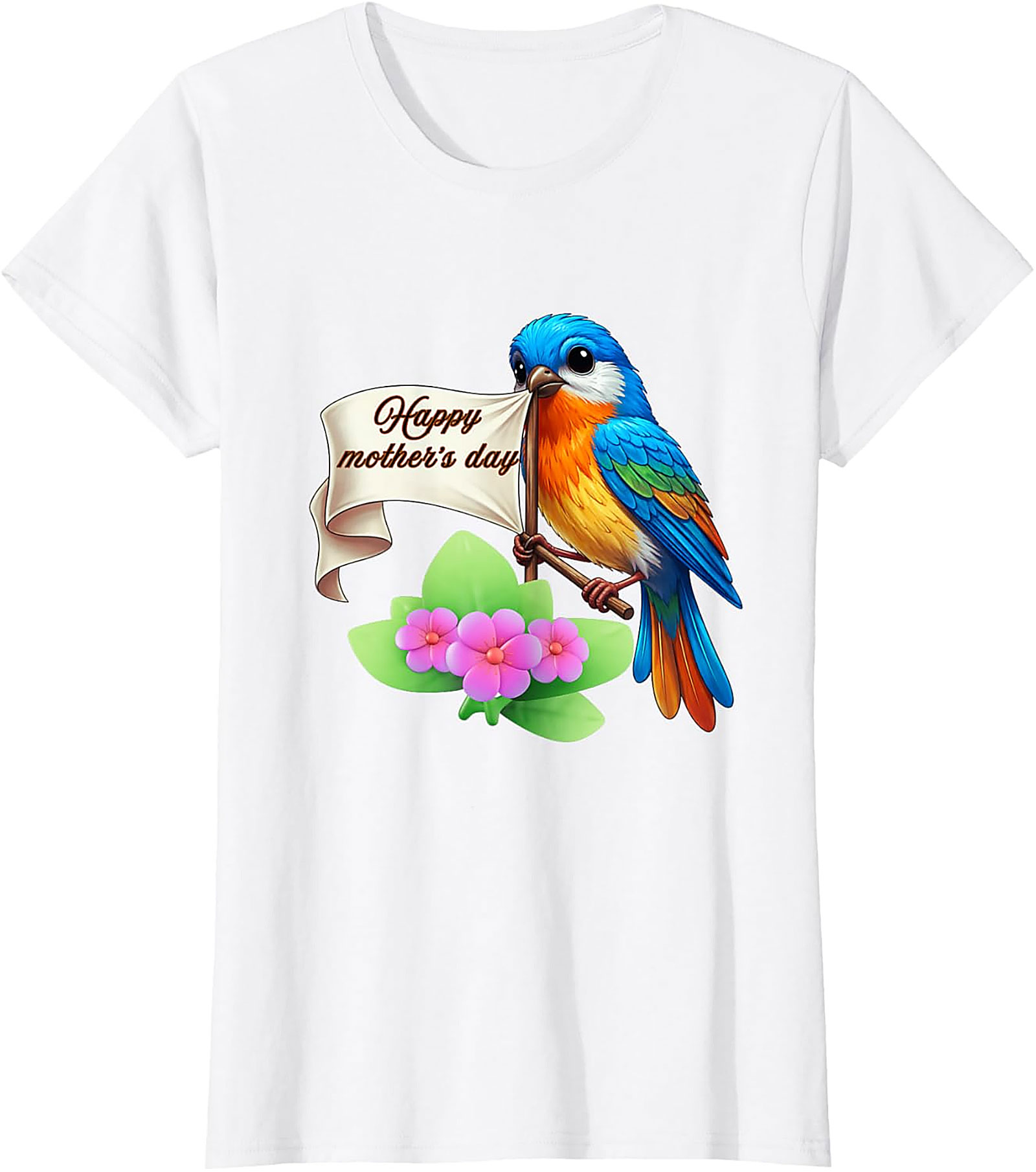 Happy Mother's Day Bird T-Shirt Cute Floral Graphic Tee