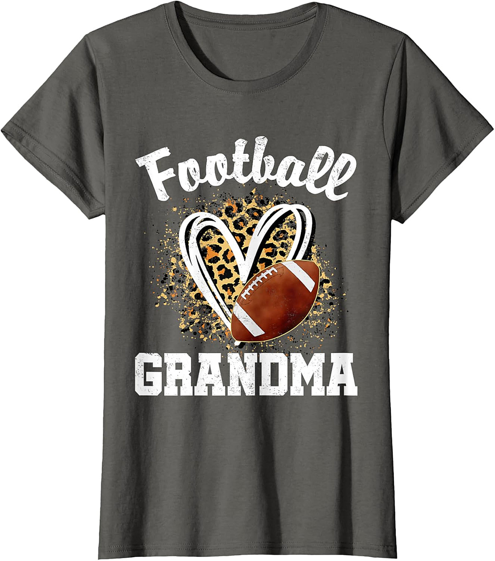 Football Grandma Leopard Heart T-Shirt | Soft Cotton Tee