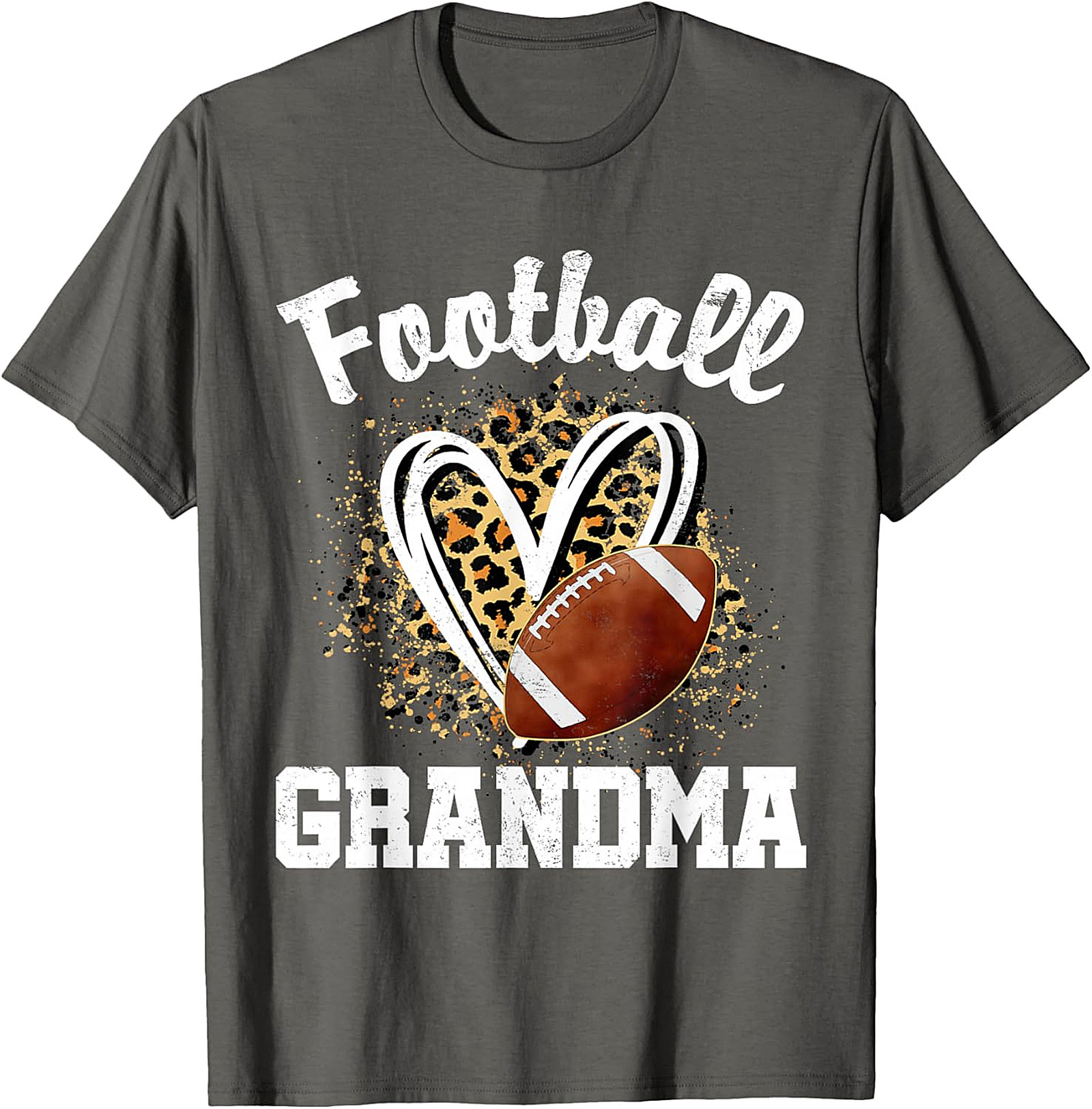 Football Grandma Leopard Heart T-Shirt | Soft Cotton Tee