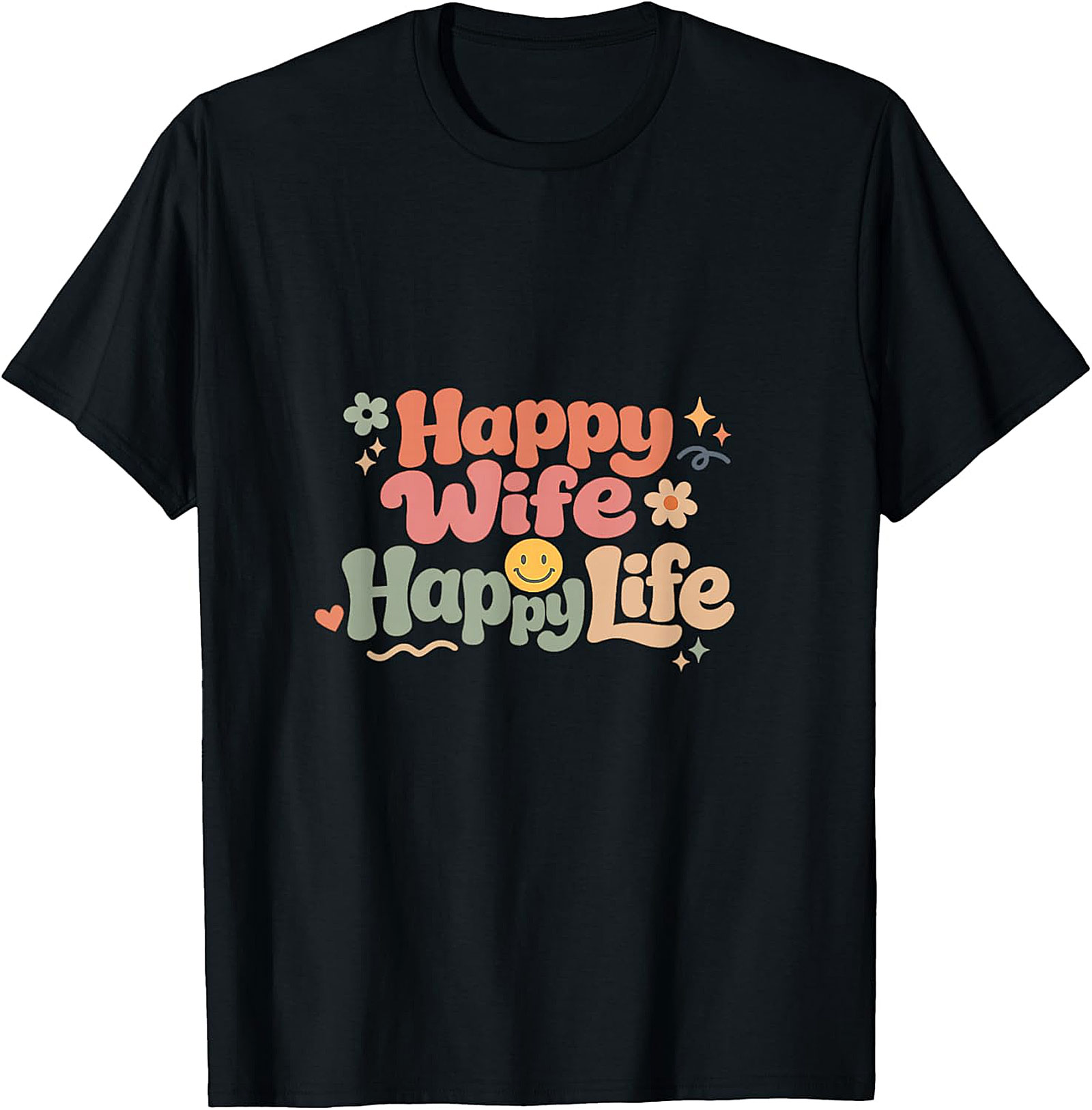 Happy Wife Happy Life T-Shirt | Retro Groovy Graphic Tee