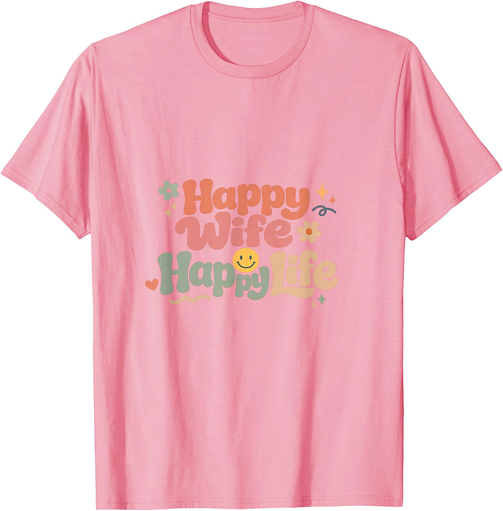 Happy Wife Happy Life T-Shirt | Retro Groovy Graphic Tee