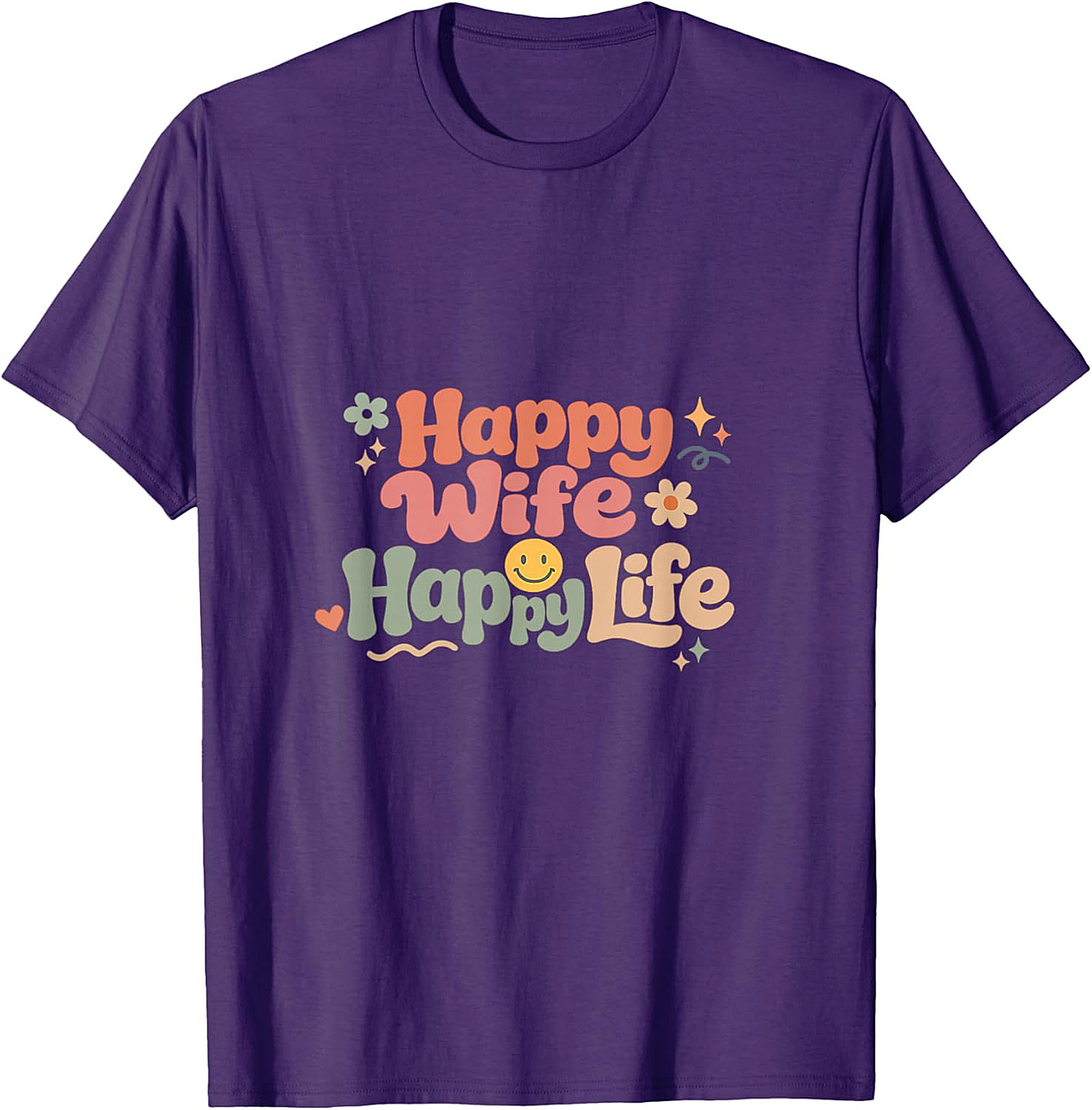 Happy Wife Happy Life T-Shirt | Retro Groovy Graphic Tee