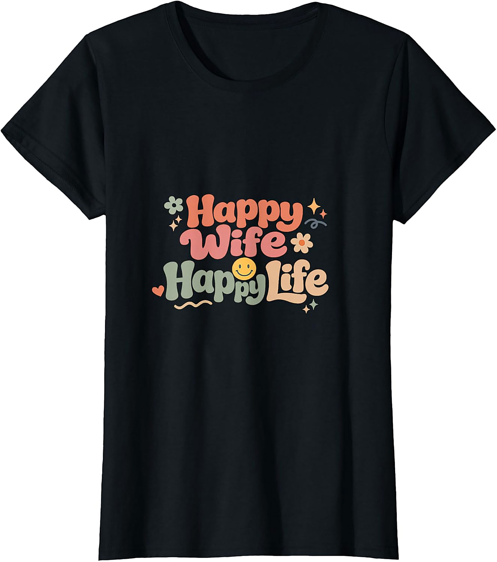 Happy Wife Happy Life T-Shirt | Retro Groovy Graphic Tee