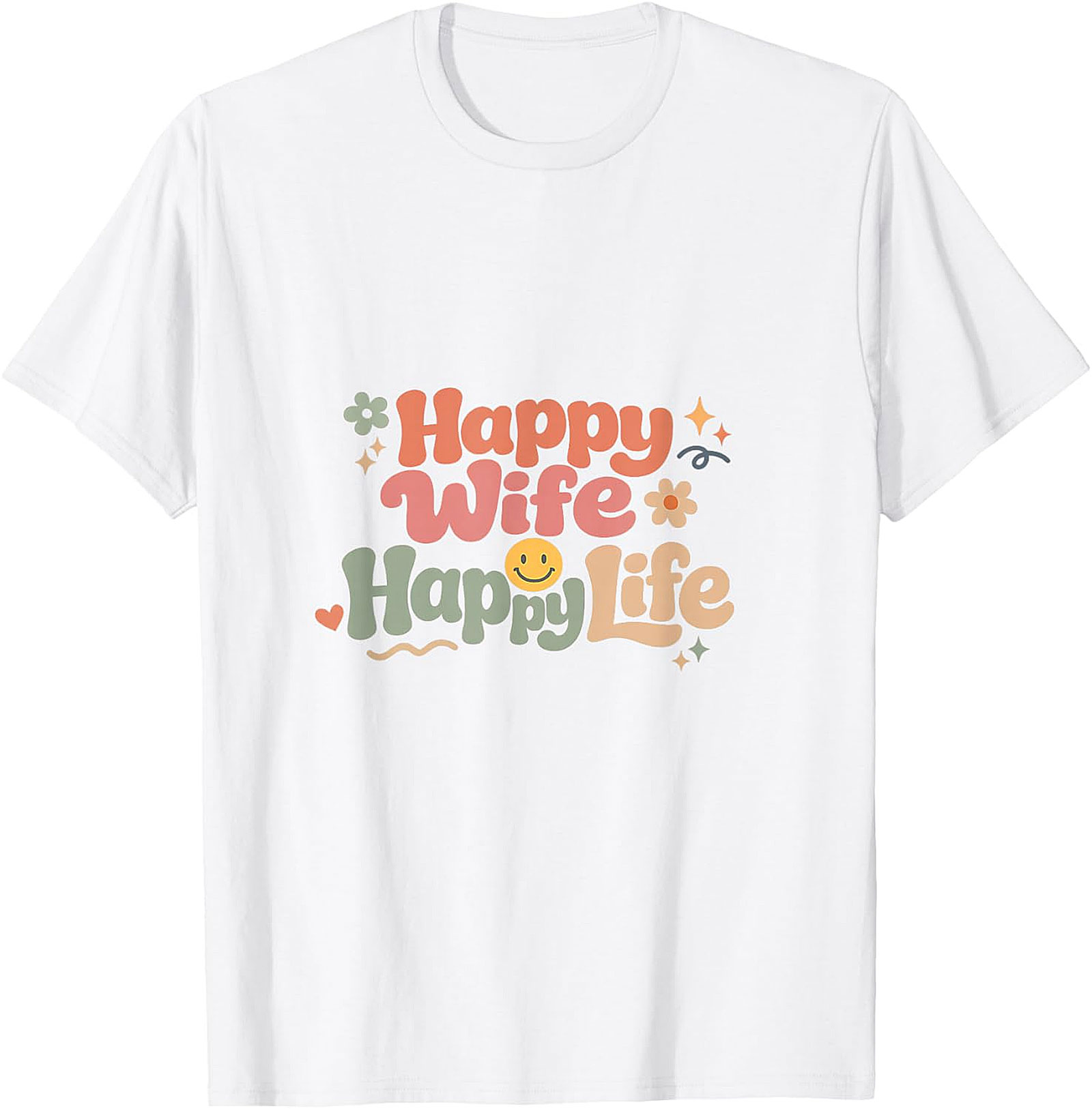 Happy Wife Happy Life T-Shirt | Retro Groovy Graphic Tee